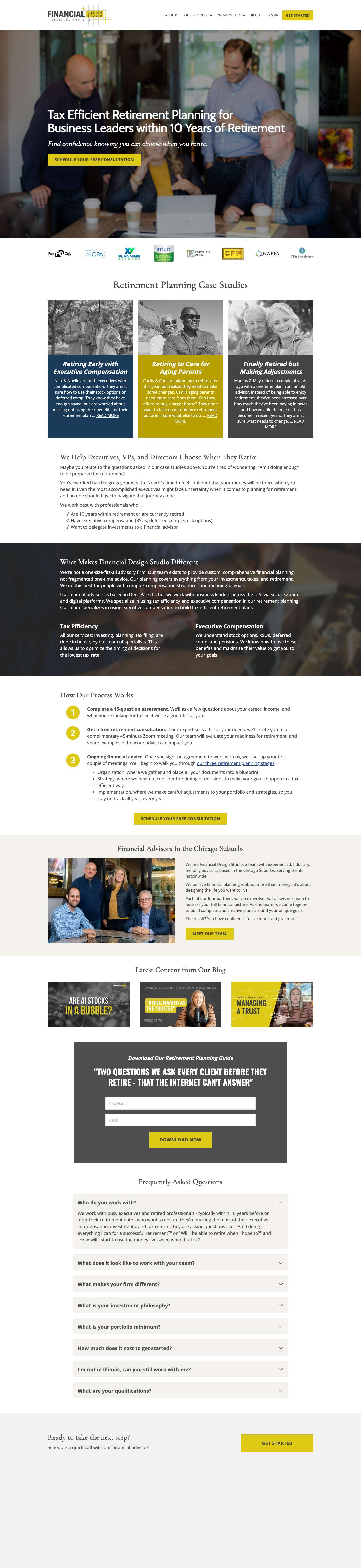 Tax Efficient Retirement Planning | Financial Design Studio - Full Screenshot