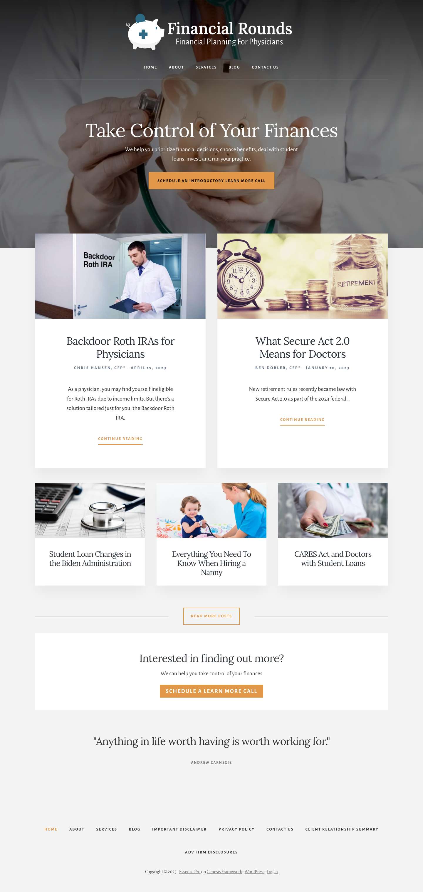 Financial Rounds - Certified Financial Planner for Physicians - Full Screenshot