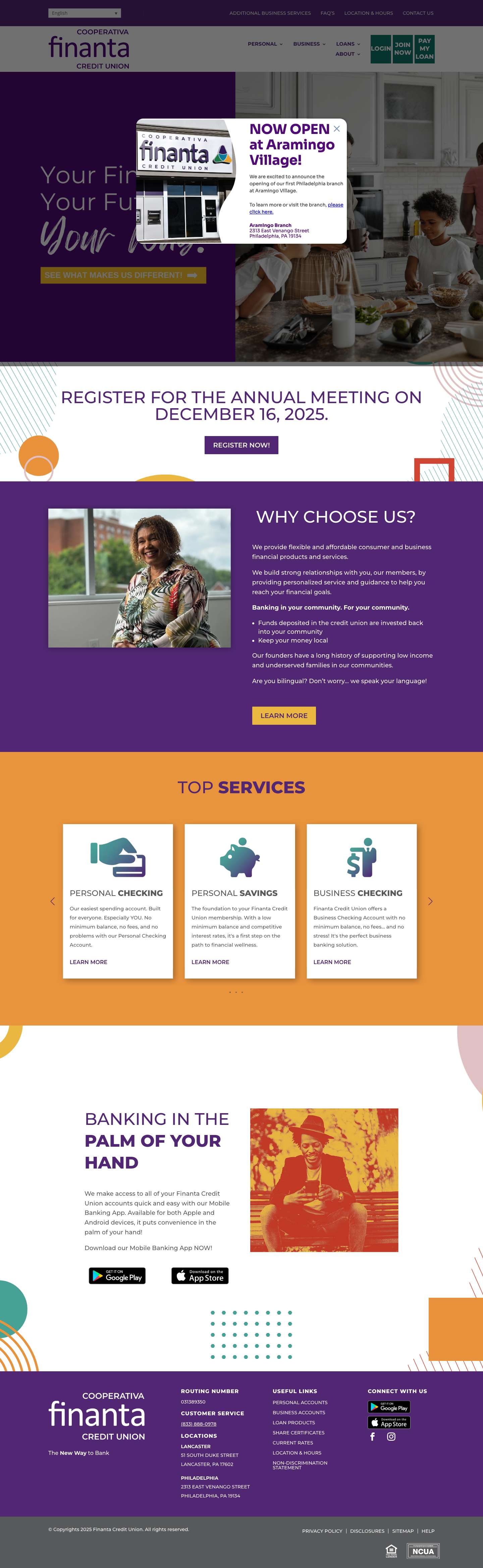 Finanta Credit Union | Savings, Checking, and More - Full Screenshot