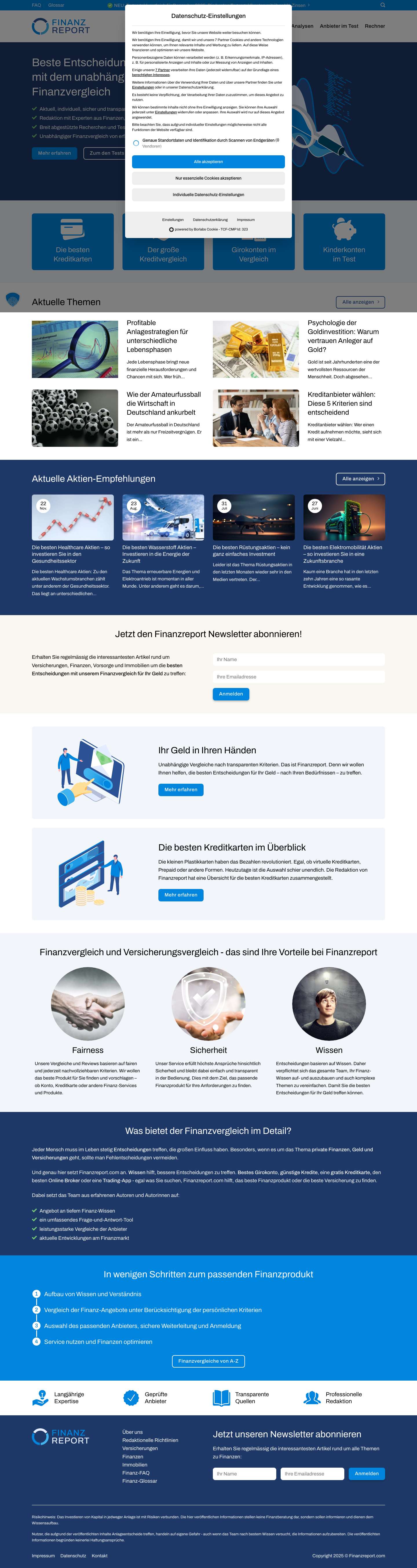 Finanzvergleich - beste Entscheidungen für Ihre Finanzen treffen - Full Screenshot