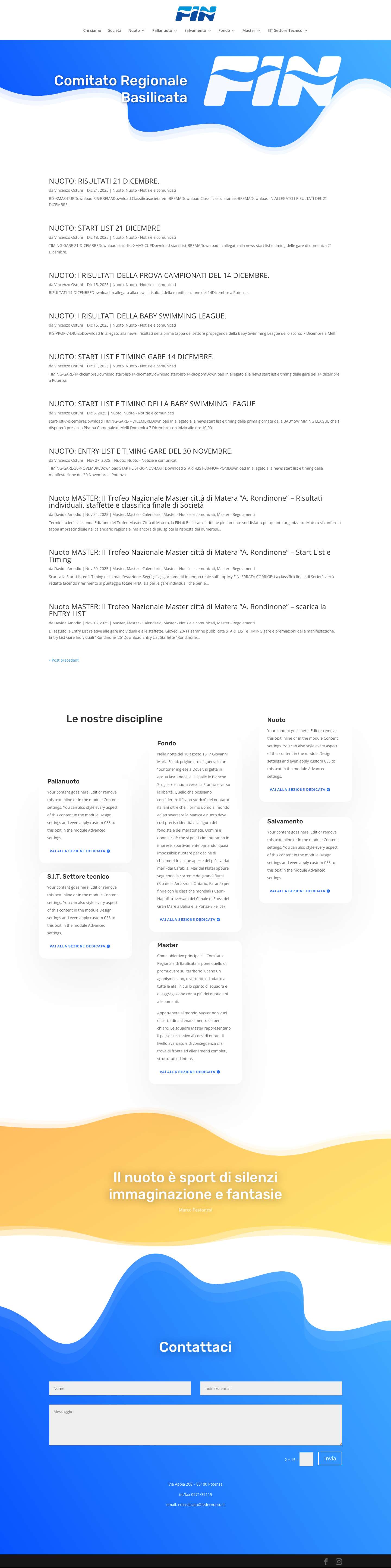 Federazione Italiana Nuoto Basilicata | Nuotatori per passione - Full Screenshot