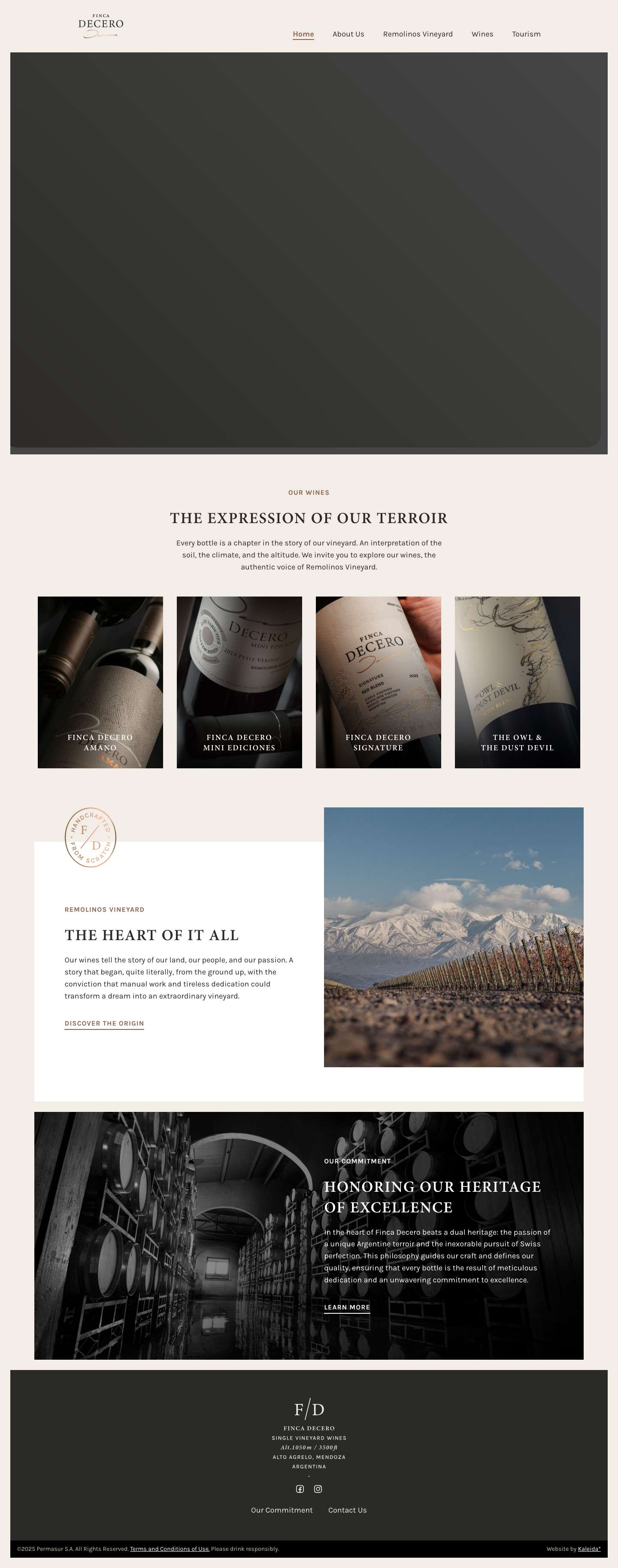 Finca Decero | Single Vineyard Wines Handcrafted from Scratch - Full Screenshot