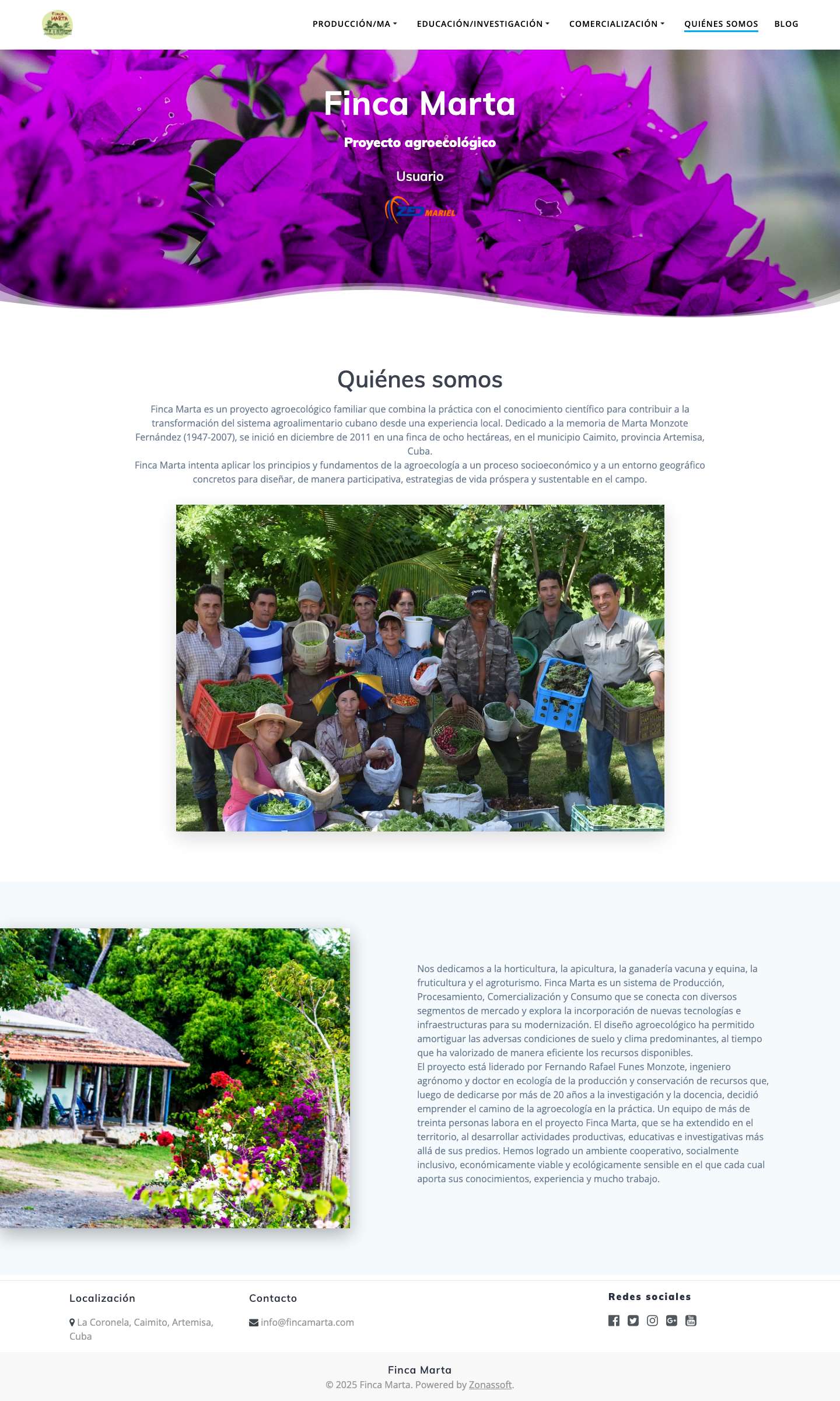 Quiénes Somos - Finca Marta - Full Screenshot