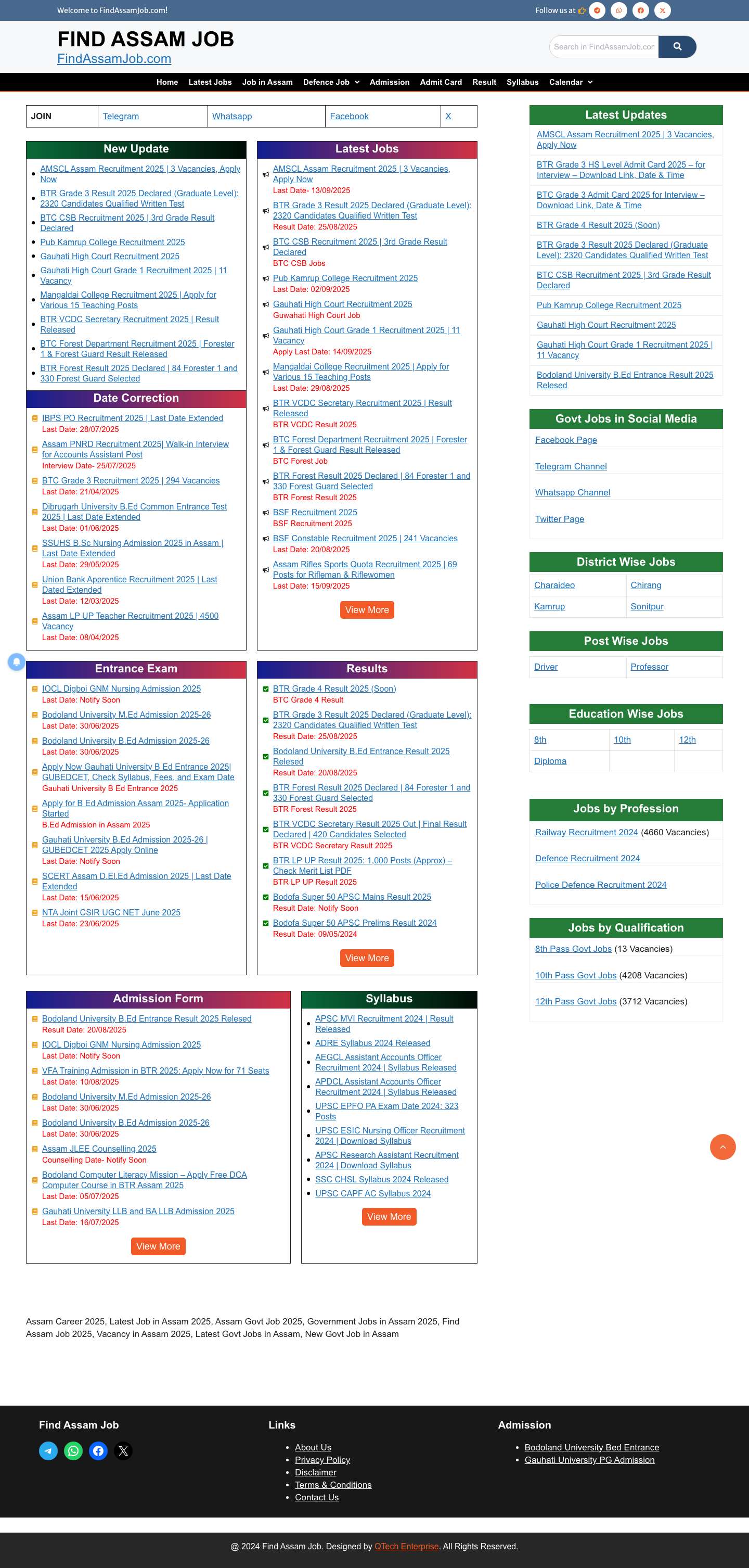 FIND ASSAM JOB - Latest Assam Govt Jobs, Admit Card, Results - Full Screenshot