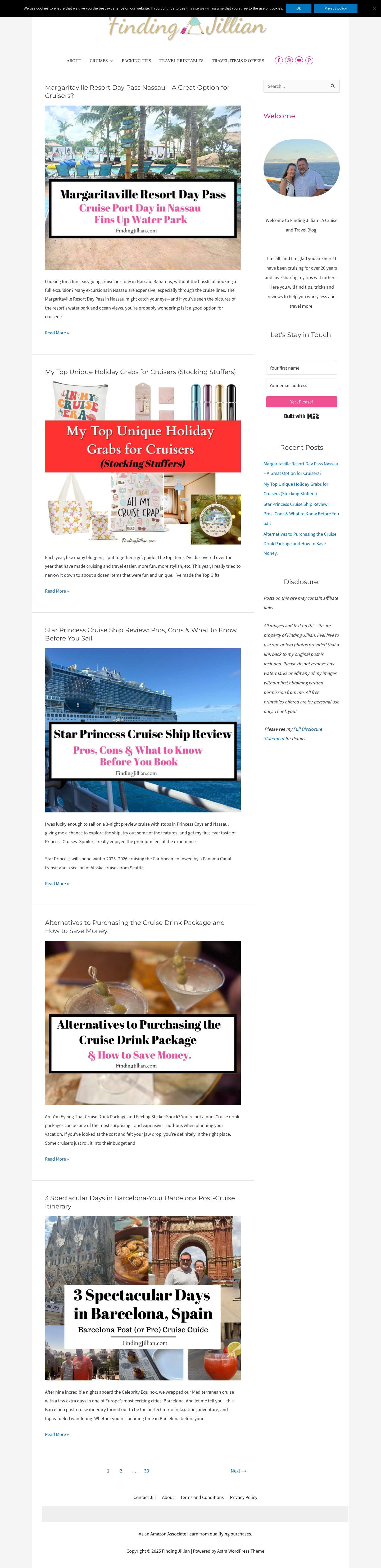 Finding Jillian Cruise and Travel Blog - Full Screenshot