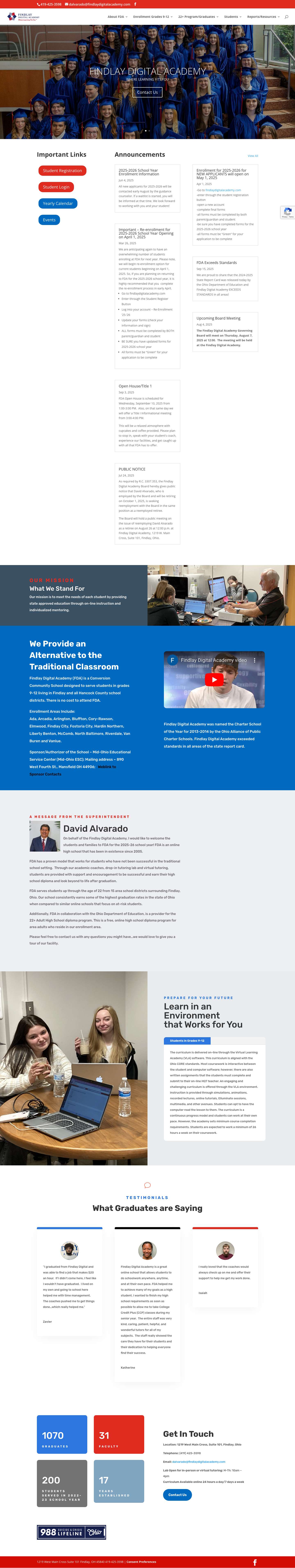 Home Page - Findlay Digital Academy - Full Screenshot