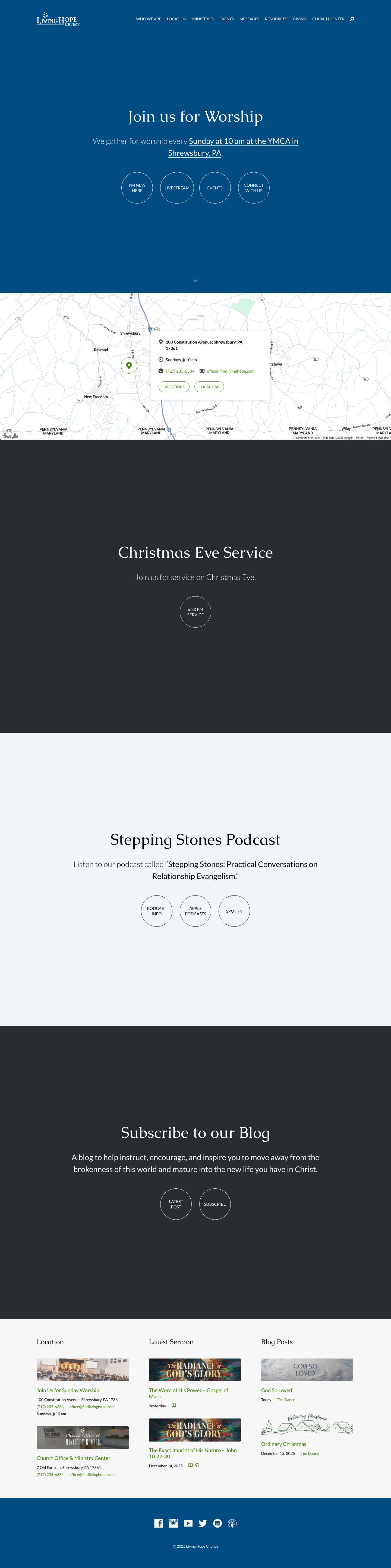 Living Hope Church - Shrewsbury, PA - Full Screenshot