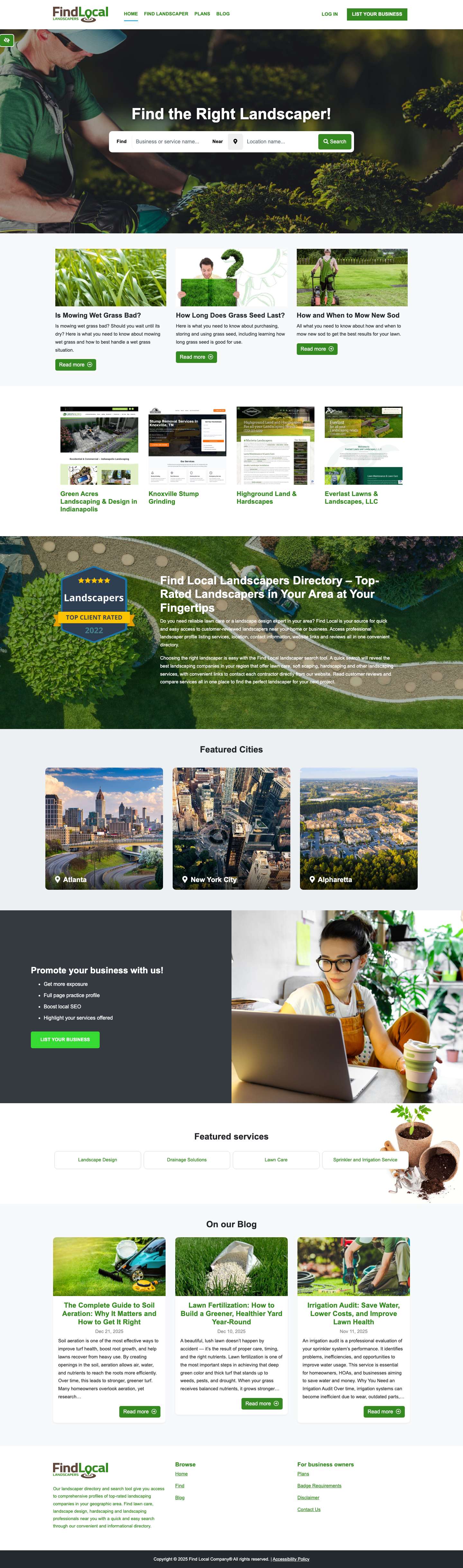 Find Local Landscapers Directory | Landscape Contractors | Landscaping Companies - Full Screenshot