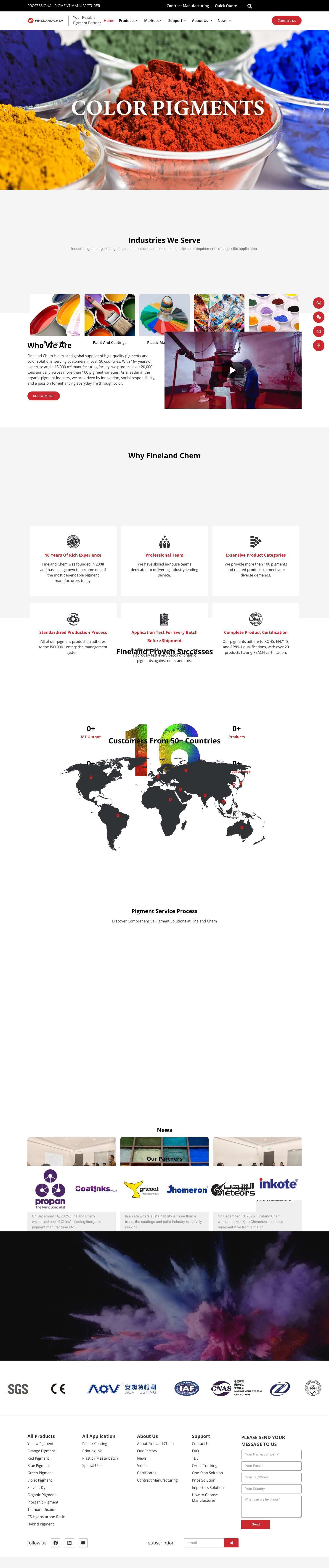 Leading Manufacturer of Industrial Pigment | Fineland Chem - Full Screenshot