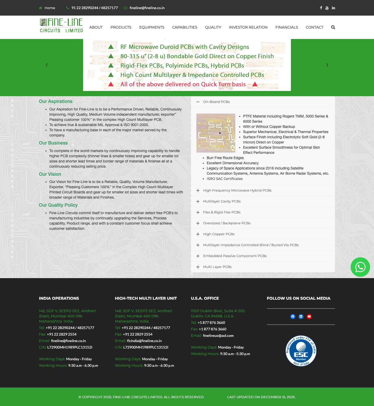 Fine-Line Circuits Limited – India's Leading Printed Circuit Boards Manufacturer - Full Screenshot