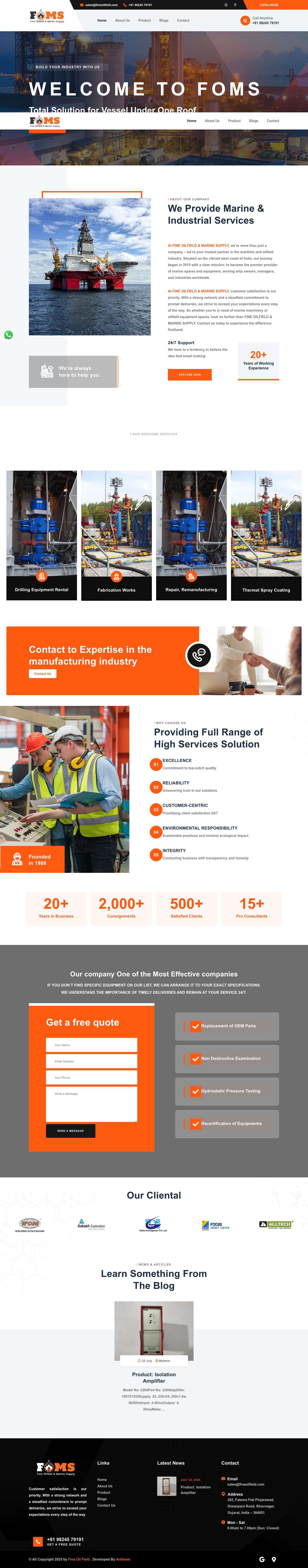 Home - Fine Oil Field Marine - Full Screenshot