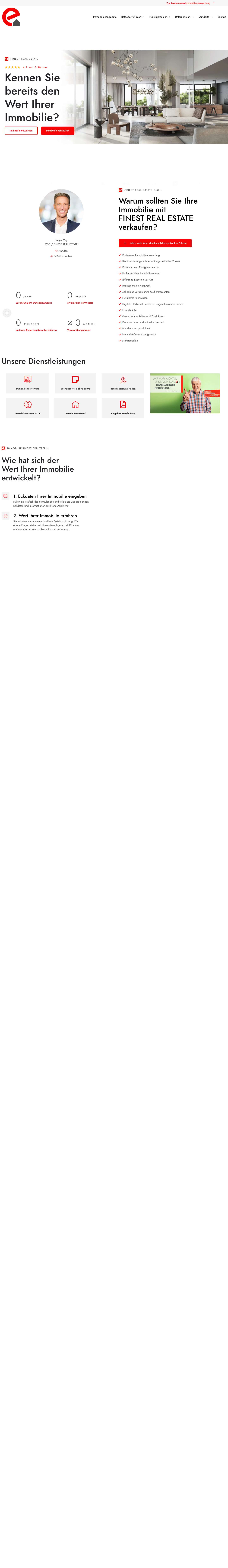 Immobilienmakler neu gedacht | FINEST REAL ESTATE - Full Screenshot