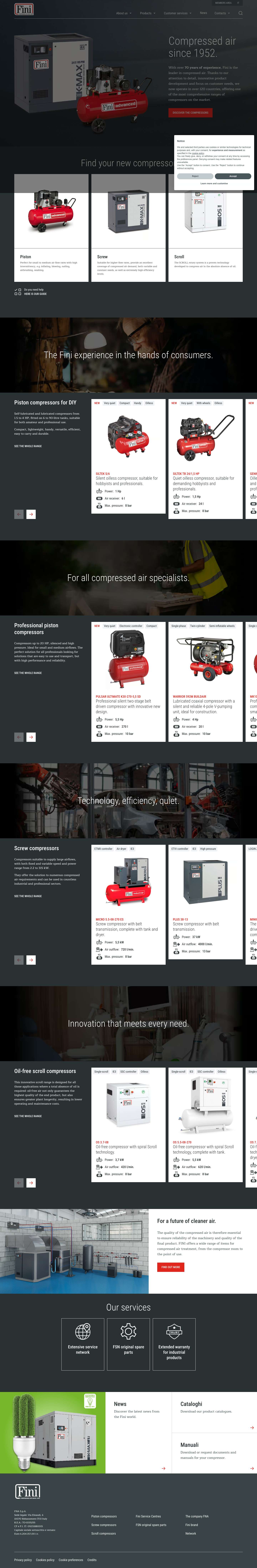 Fini Compressors: Leading Compressed Air for Over 70 Years | Fini - Full Screenshot