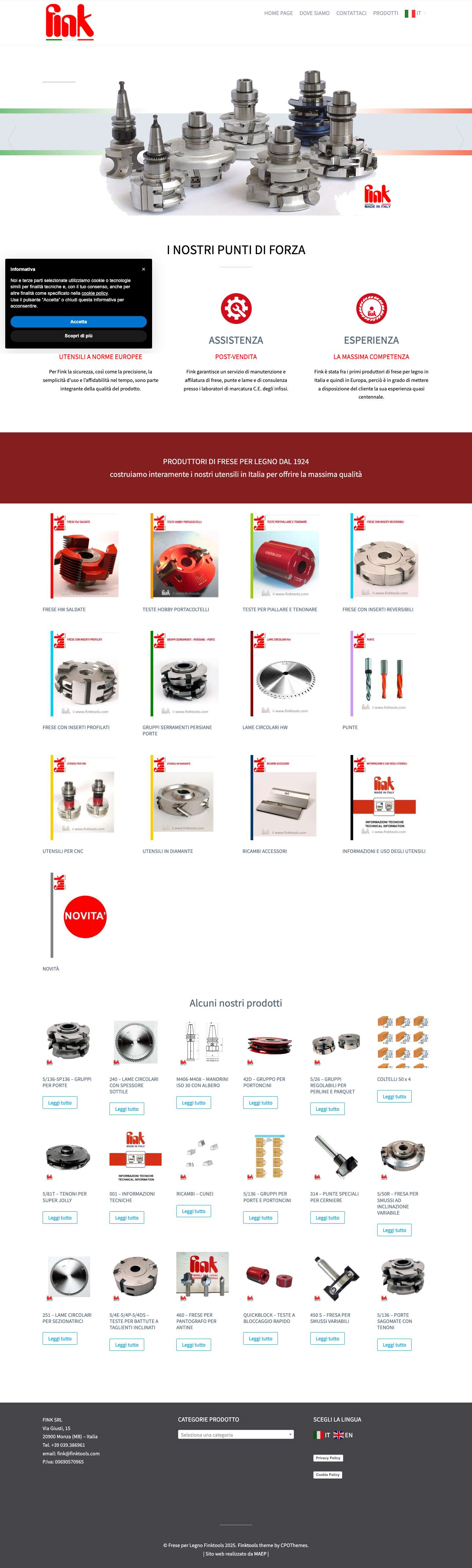 - Frese per Legno Finktools Pagina principale - Full Screenshot