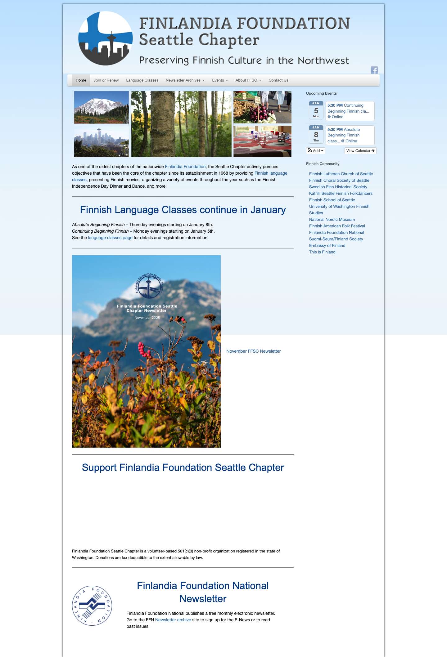 Finlandia Foundation Seattle Chapter | Finnish culture, language and arts in the greater Seattle area - Full Screenshot