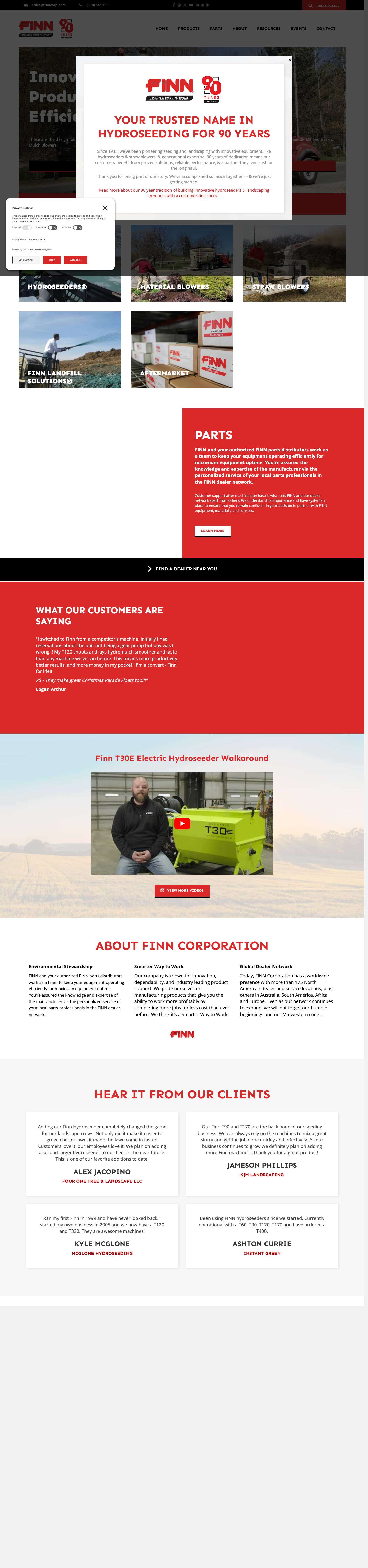 Finn HydroSeeders & Equipment - Finn Corporation - Full Screenshot
