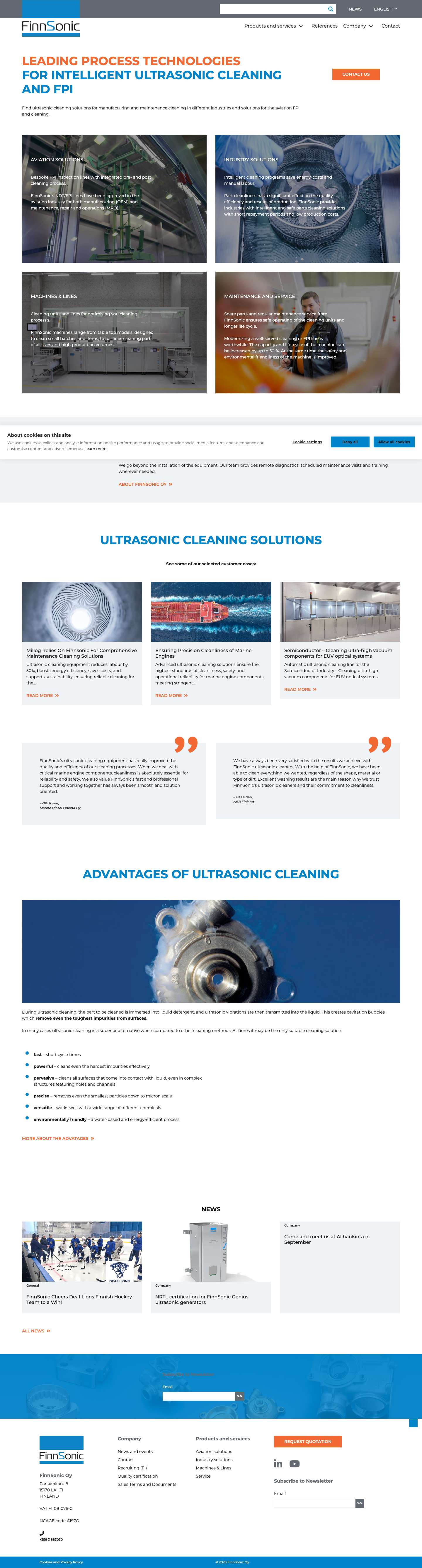 Intelligent ultrasonic cleaning solutions for OEM and MRO - Full Screenshot