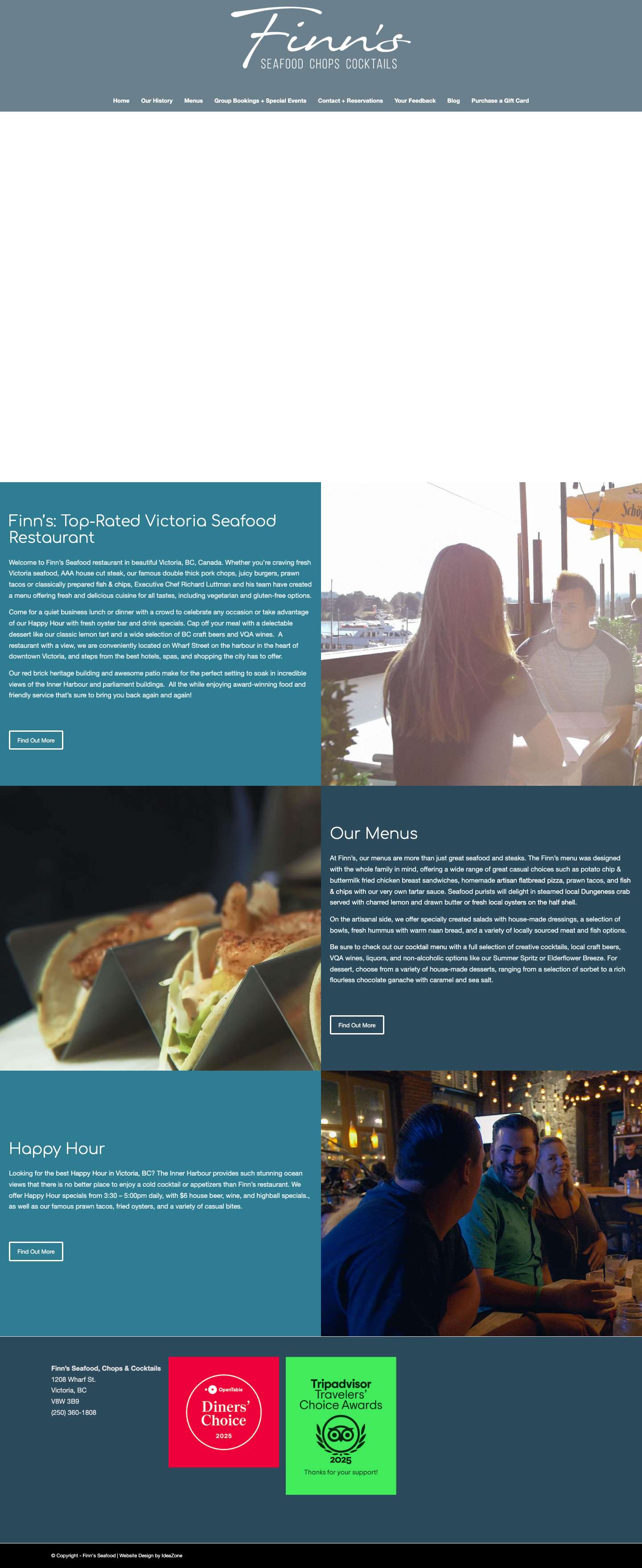 Finn's Seafood Restaurant | Downtown Victoria, BC Overlooking the Harbour - Full Screenshot