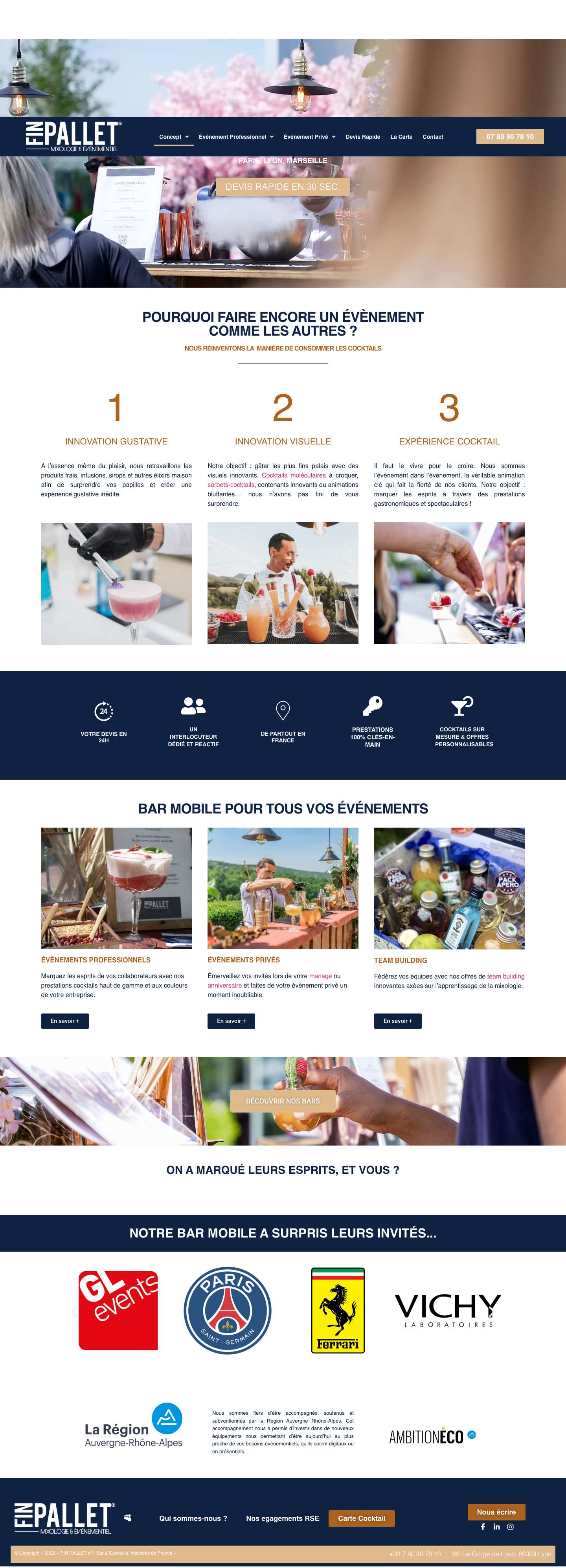 Fin Pallet, Bar mobile innovant pour vos évènements pros et privés - Full Screenshot