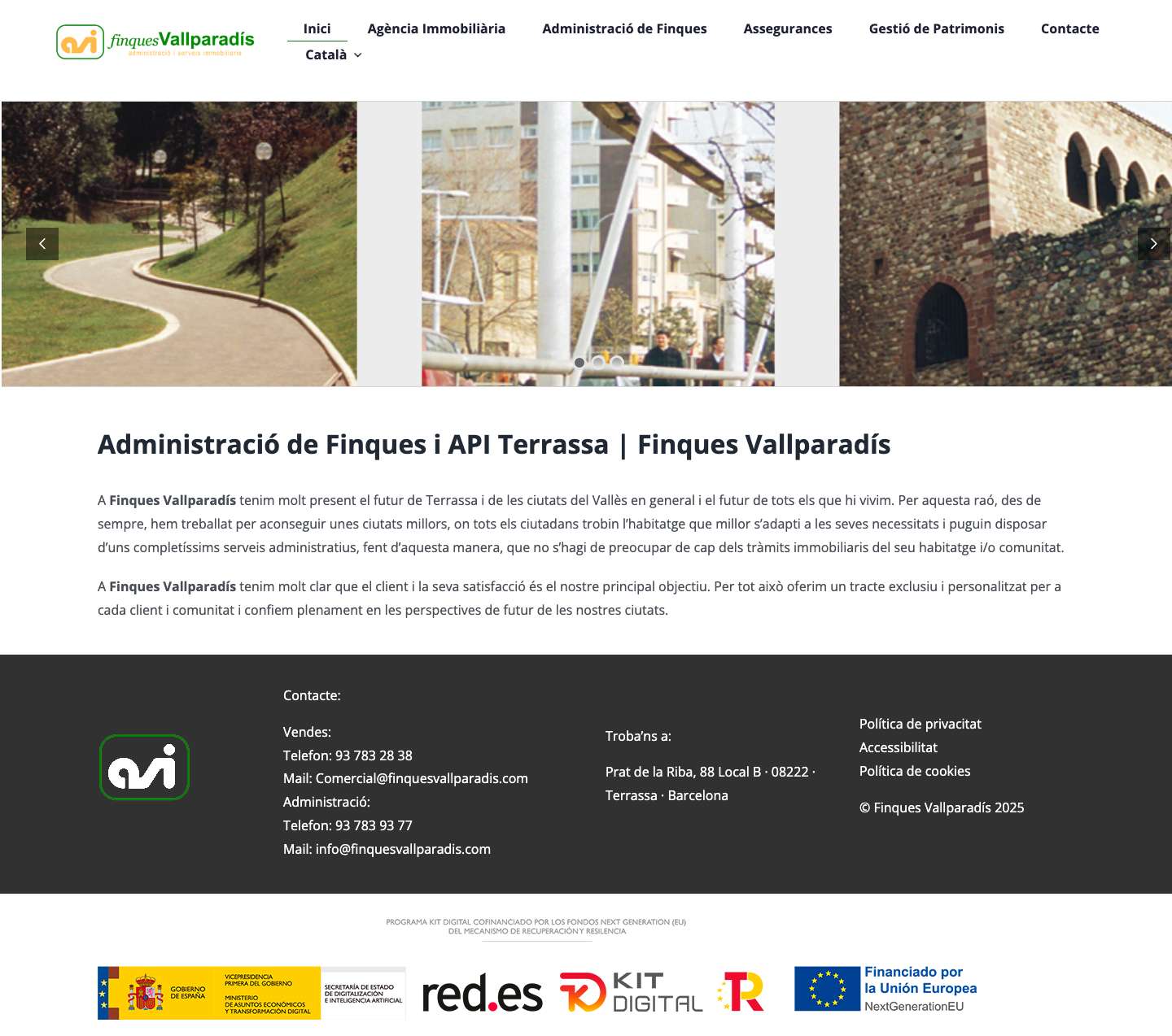 Inici - Finques Vallparadís - Full Screenshot