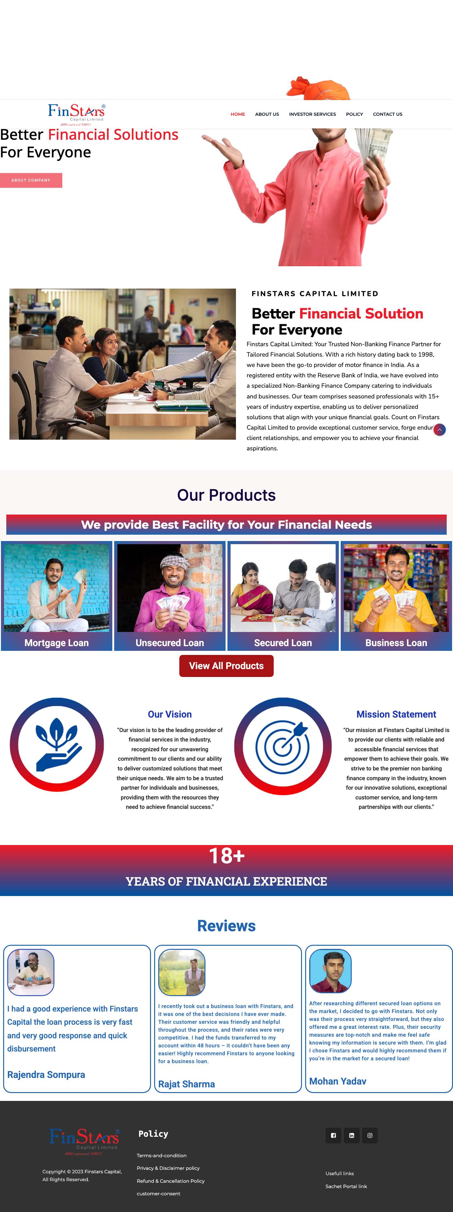 finstar home - Finstars Capital - Full Screenshot