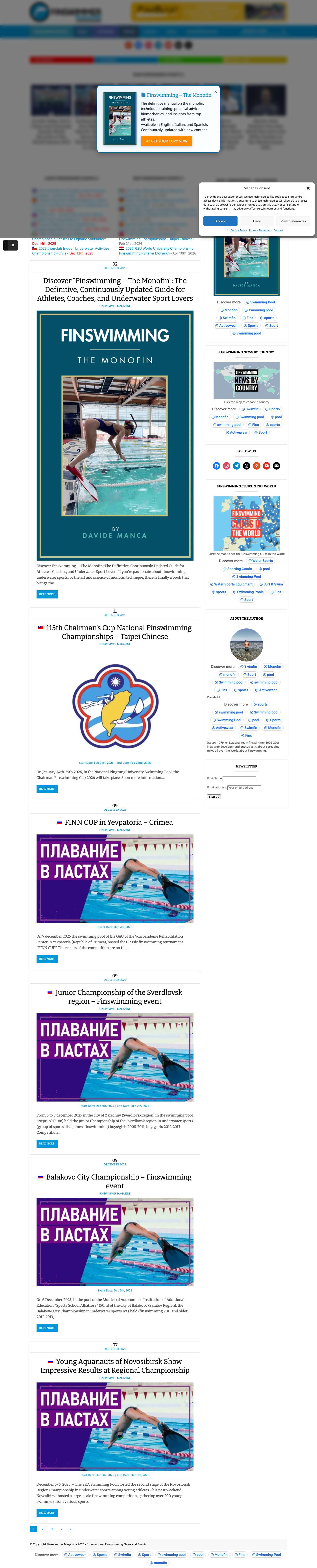 Finswimmer Magazine - Finswimming News - Finswimming, Apnea and Underwater ActivitiesFinswimmer Magazine - Finswimming News - Finswimming, Apnea and Underwater Activities - Full Screenshot