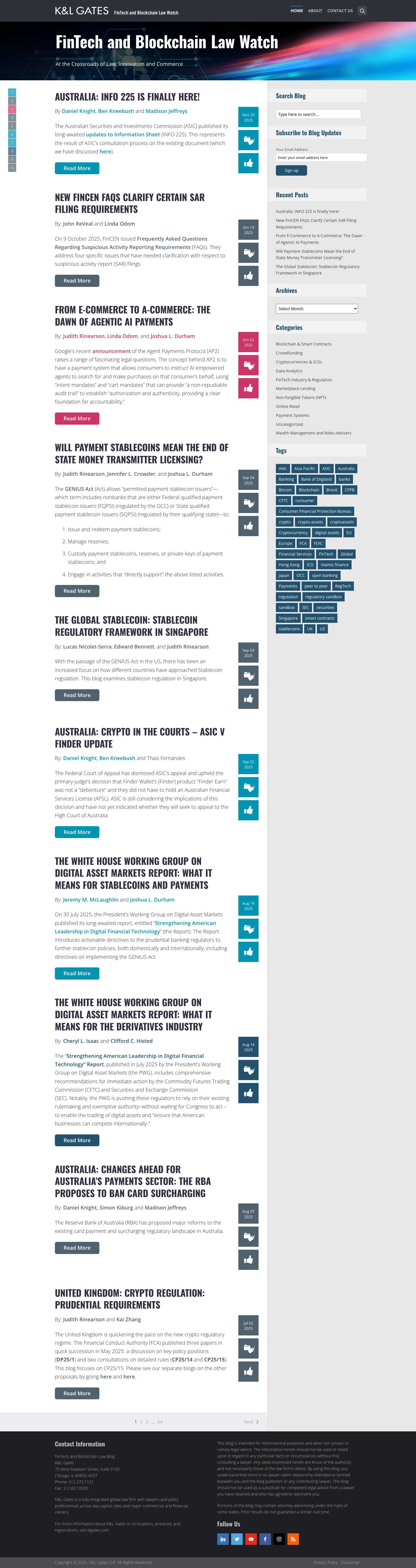 FinTech and Blockchain Law Watch – At the Crossroads of Law, Innovation and Commerce - Full Screenshot