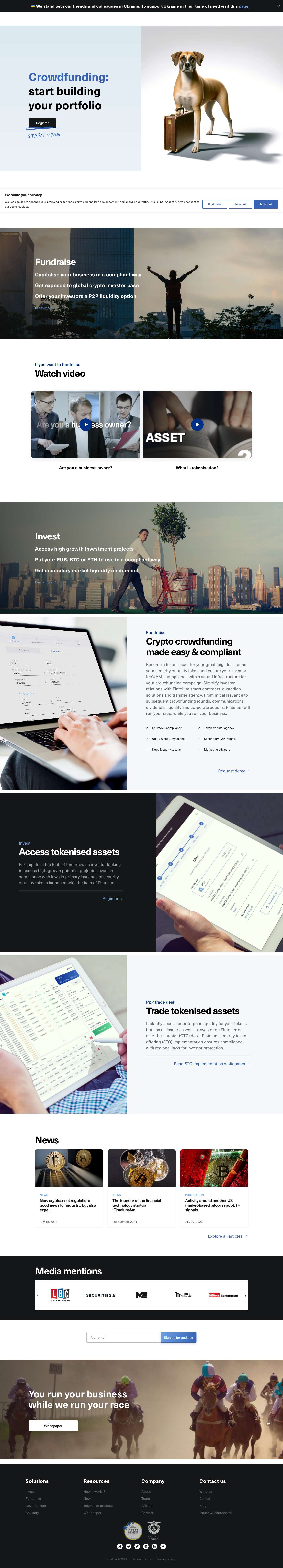 Fintelum - Issue or invest & trade tokenised assets - Full Screenshot