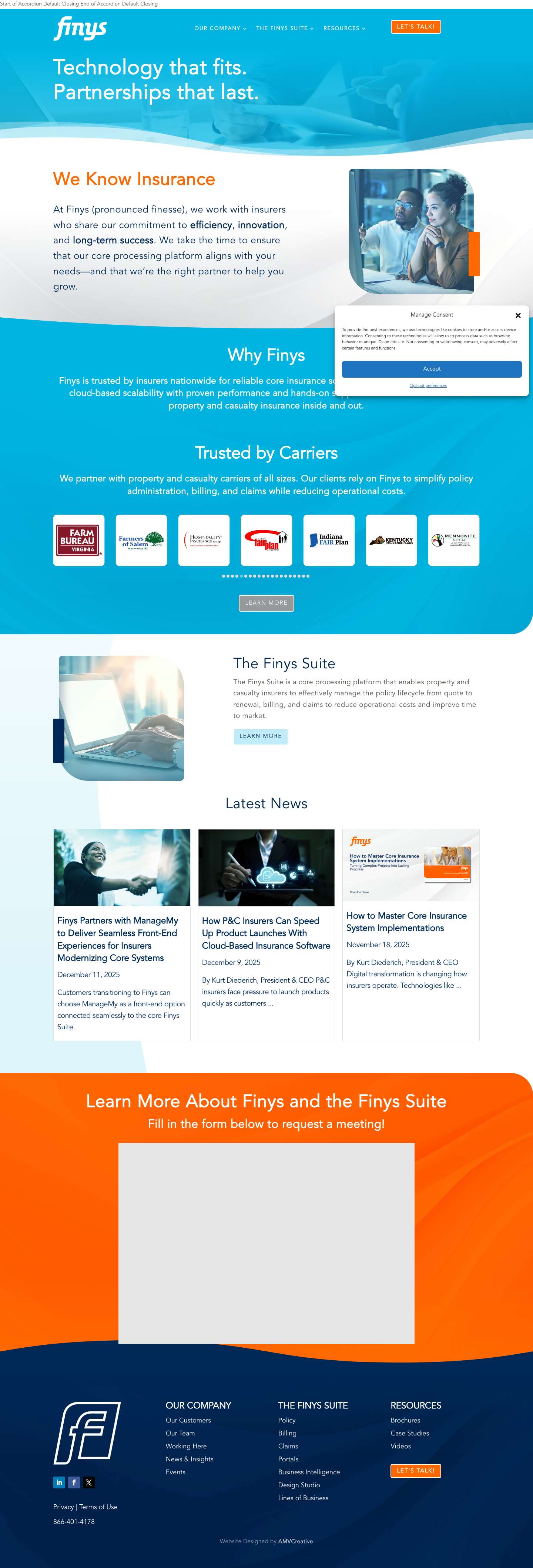 Core Insurance Software for P&C Carriers | Finys - Full Screenshot