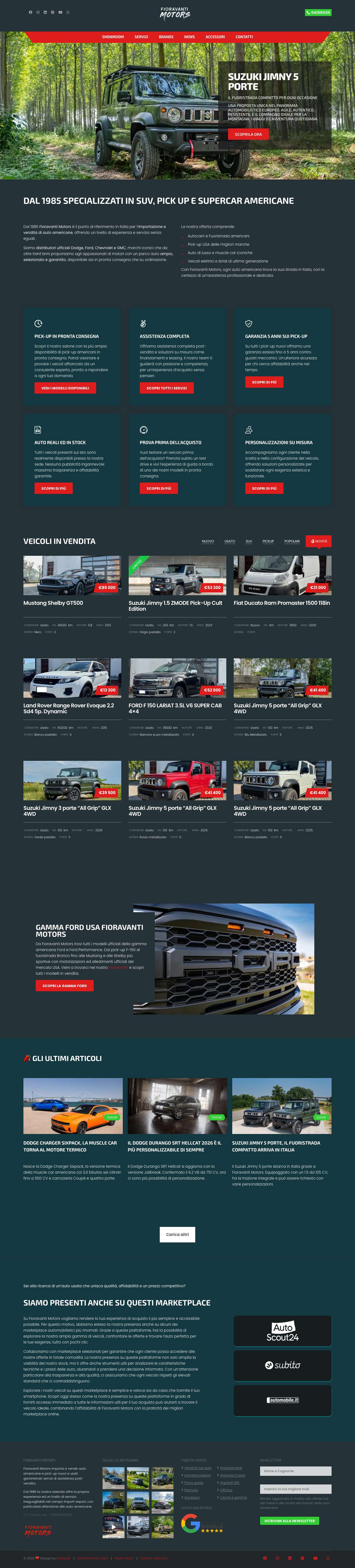 Fioravanti Motors - Vendita Auto e Pick-up Americani in Italia - Full Screenshot
