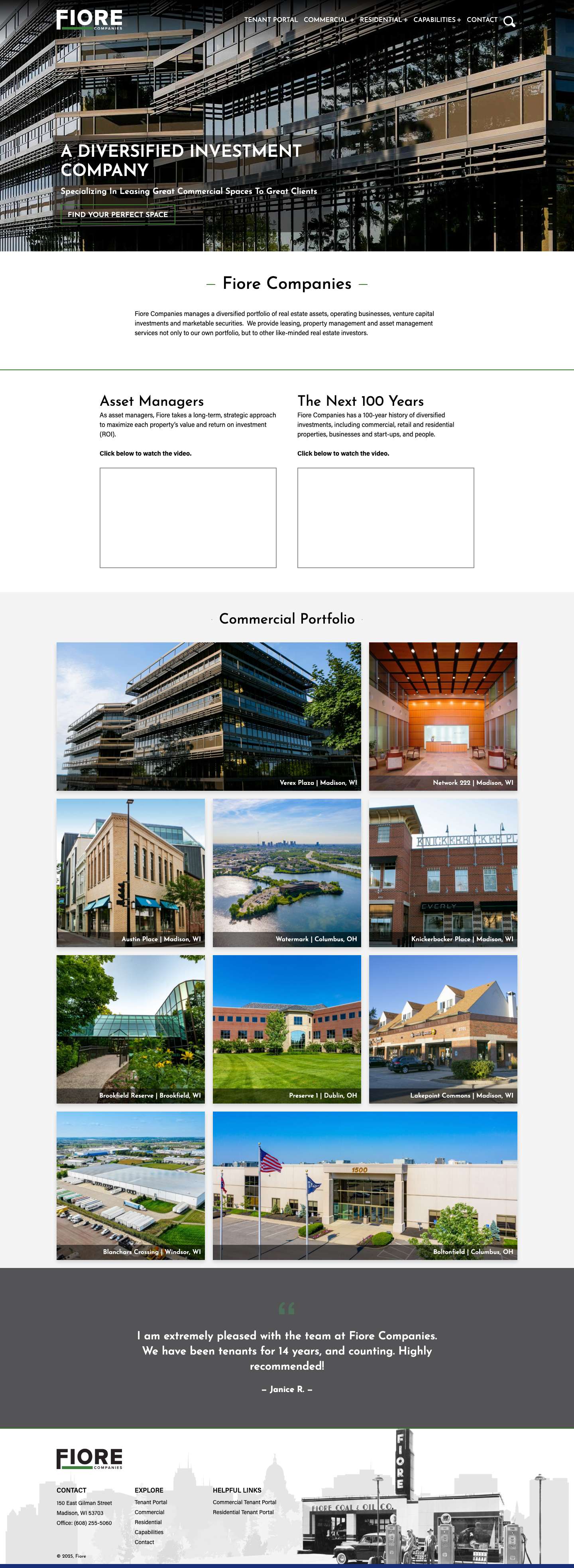 Commercial Space - Property and Asset Management - Madison WI - Fiore - Full Screenshot