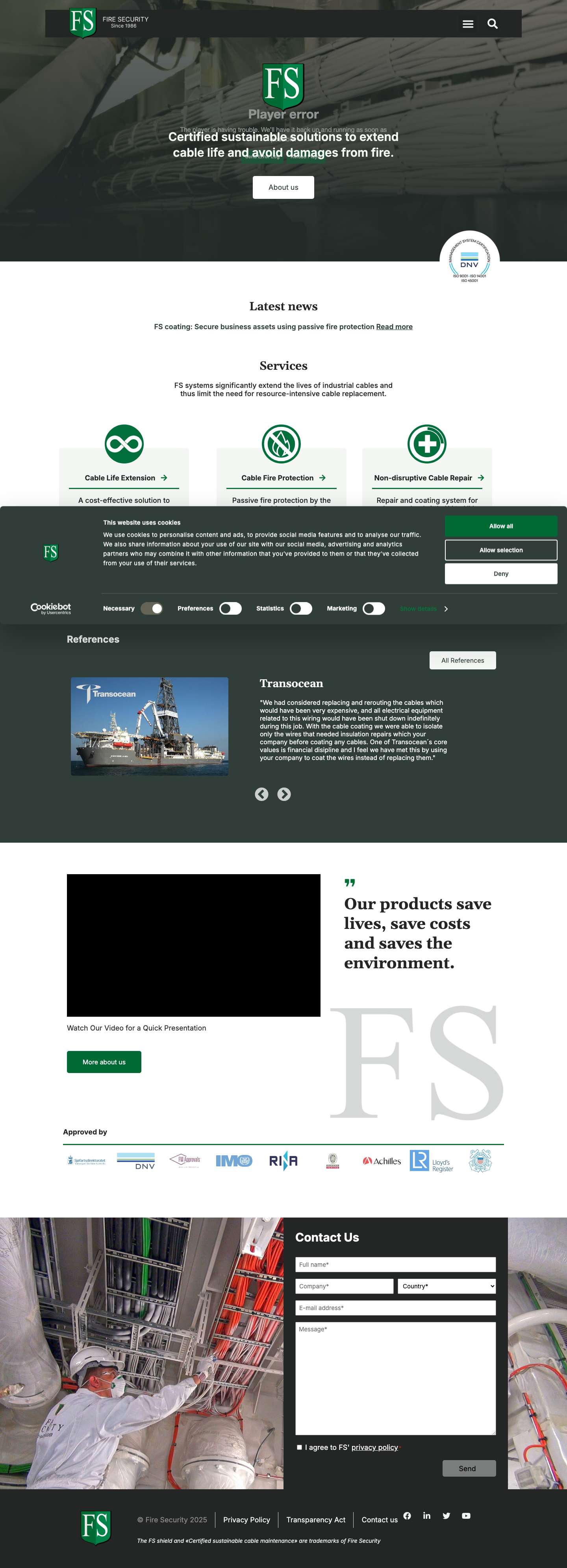Fire Security – Certified sustainable cable maintenance ™ - Full Screenshot