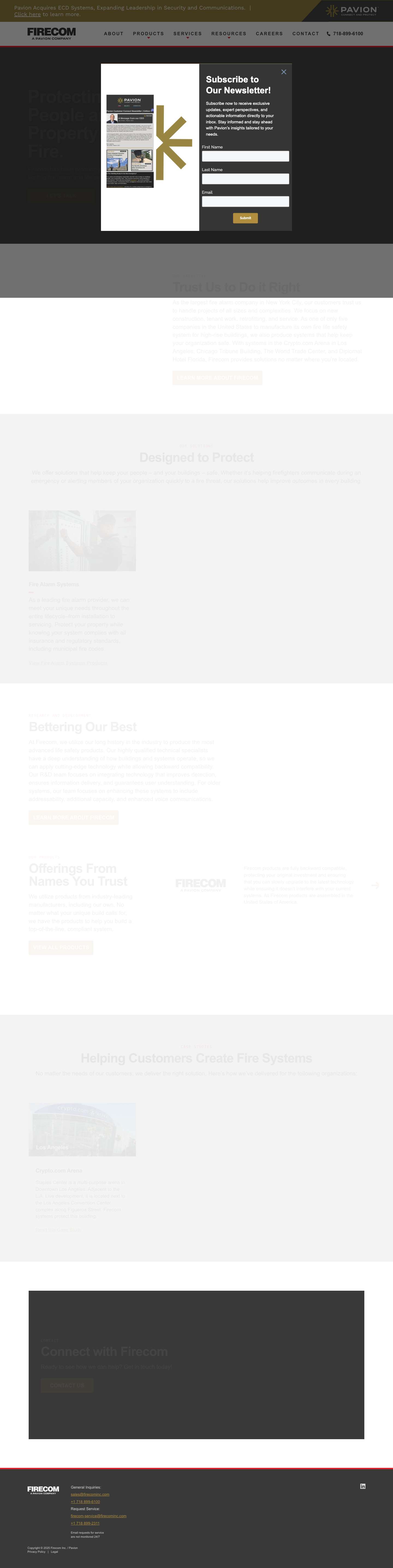 Commercial Fire Alarm System Installation, Parts & Supplies | Firecom - Full Screenshot