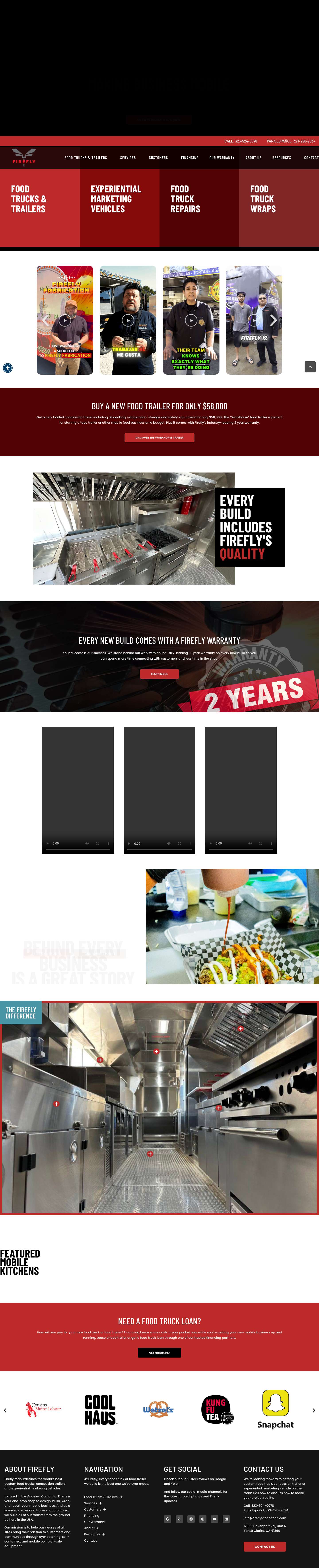 Firefly | Food Trucks | Concession Trailers | Marketing Vehicles - Full Screenshot