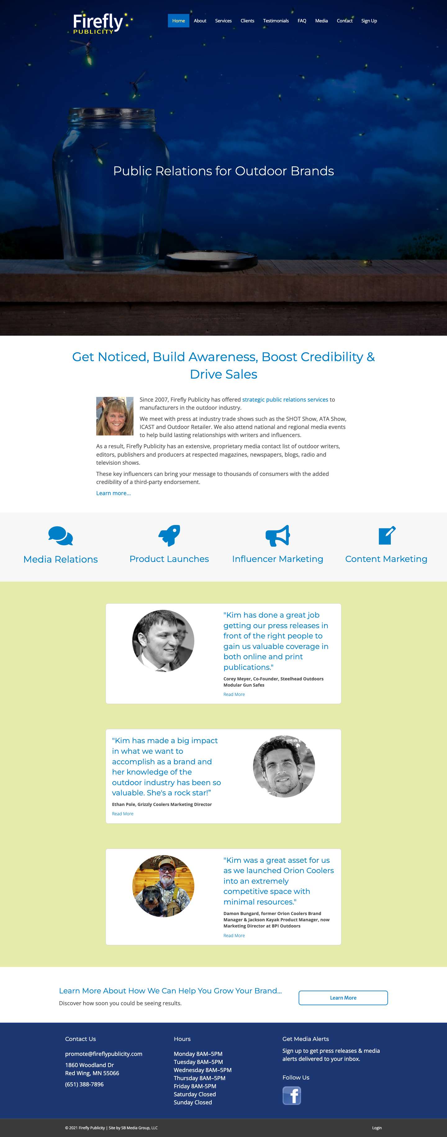 Firefly Publicity - PR for Outdoor Brands - Full Screenshot