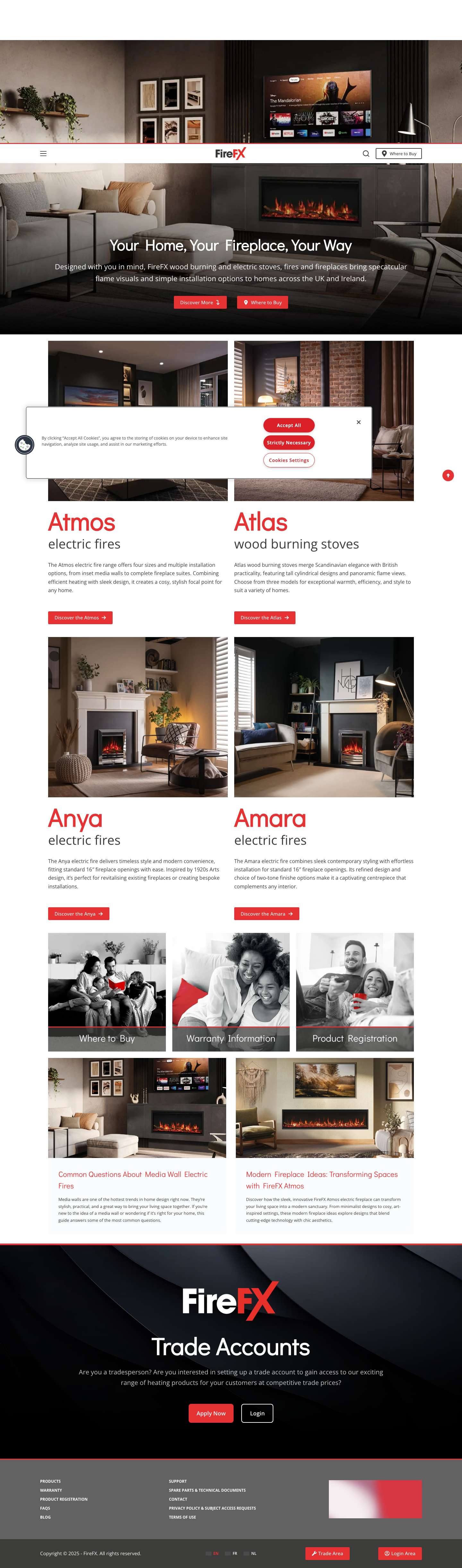 FireFX Log Burners & Electric Fires - Media Walls, Inset and Wall Mounted - Full Screenshot