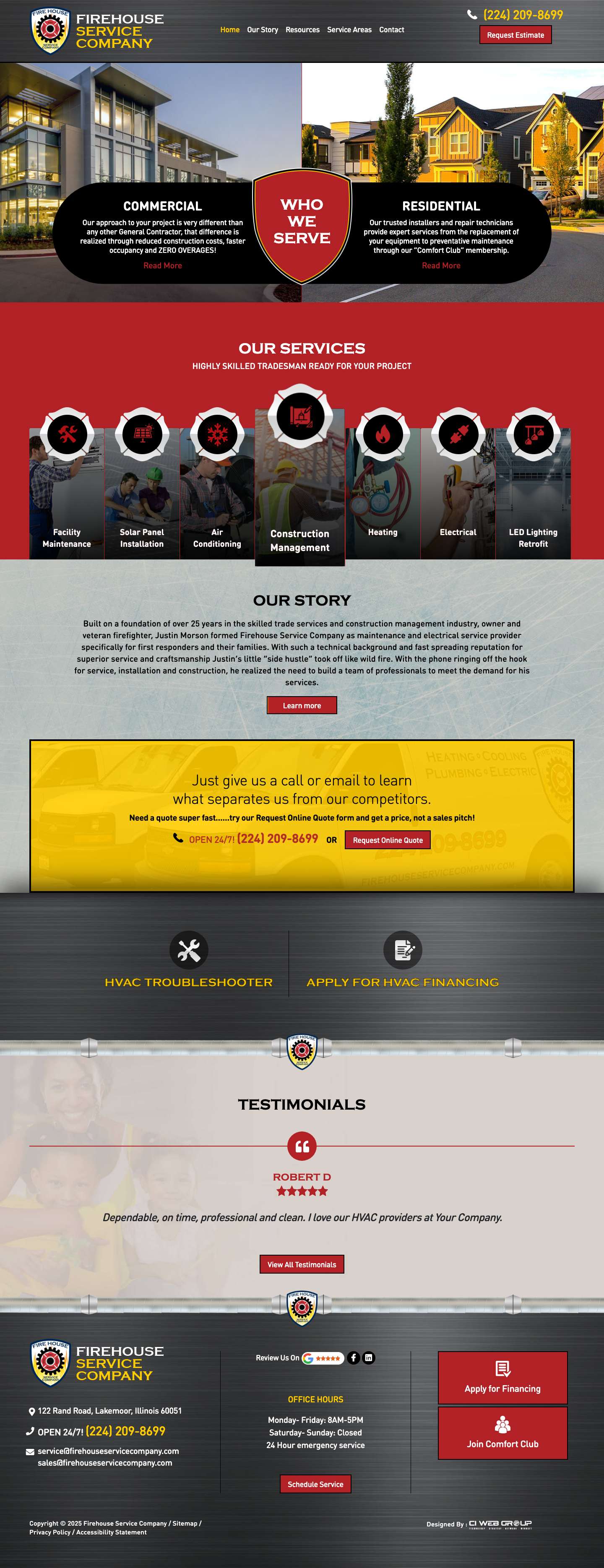 Heater Repair Huntley, IL | AC Service Algonquin, IL | Firehouse Service - Full Screenshot