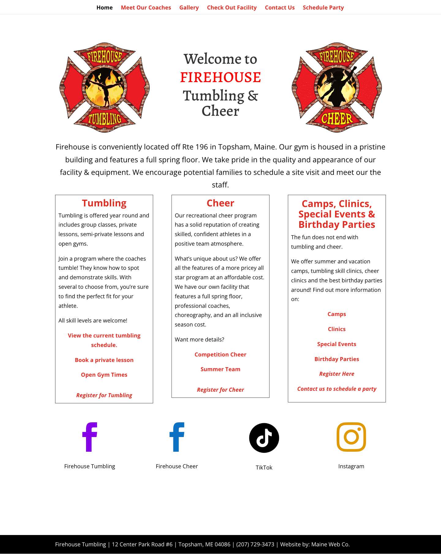 Home | Firehouse Cheer & Tumbling - Full Screenshot