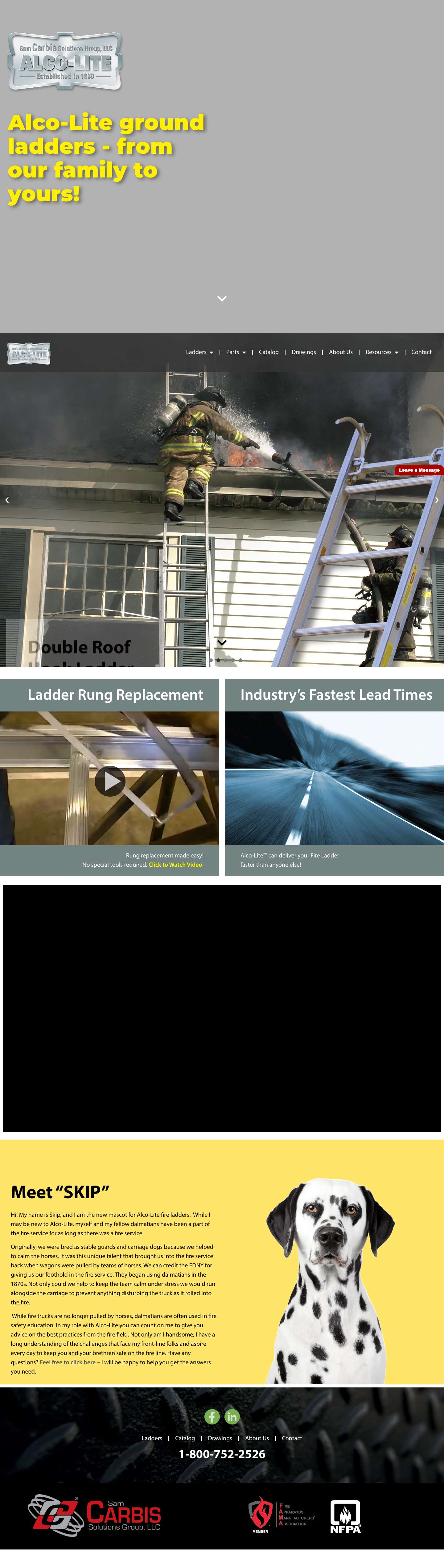 Alco-Lite Fire Ladders . Fire Department Ladders - Fast Turn around - Full Screenshot