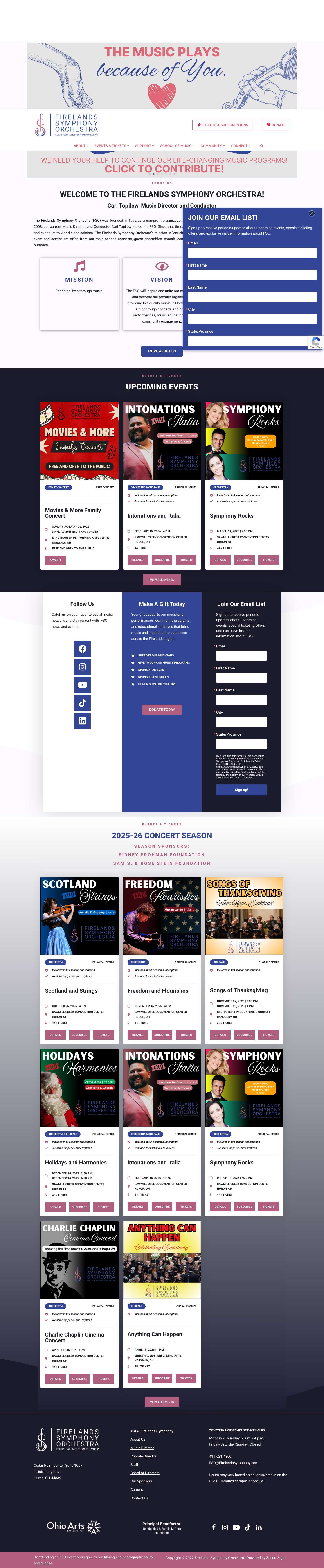 Firelands Symphony Orchestra – Enriching Lives Through Music - Full Screenshot