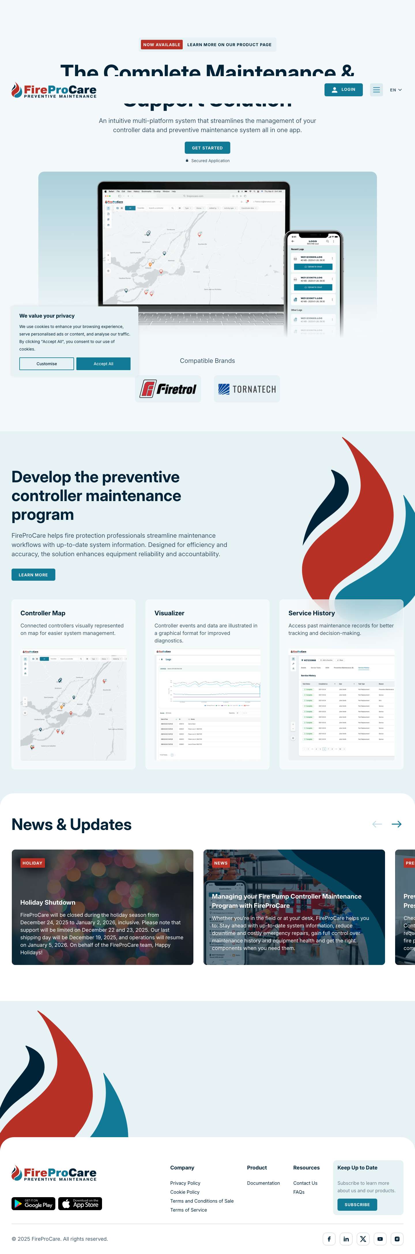 Fire Pump Controller Preventive Maintenance System | FireProCare - Full Screenshot