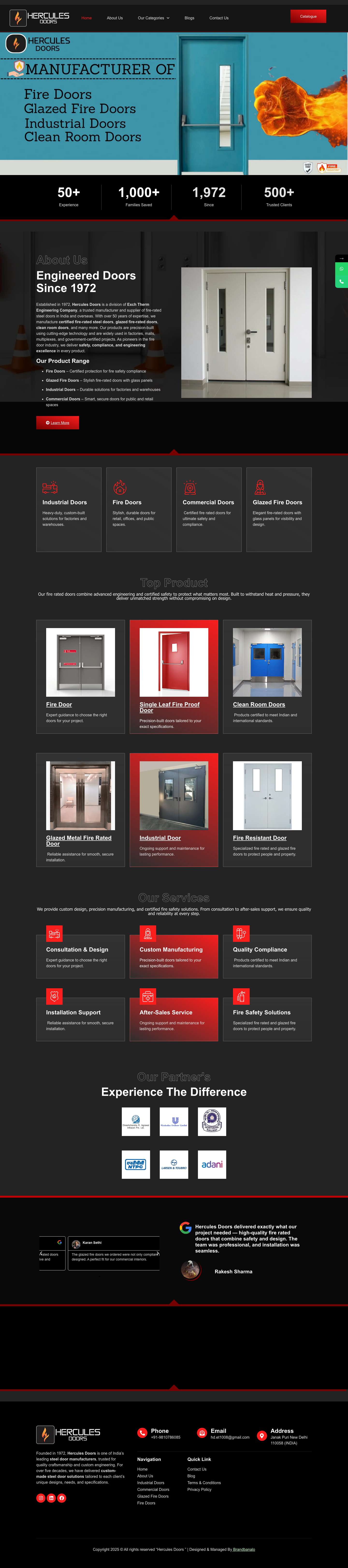Hercules Doors | Industrial, Commercial & Fire Doors Manufacturer in India - Full Screenshot
