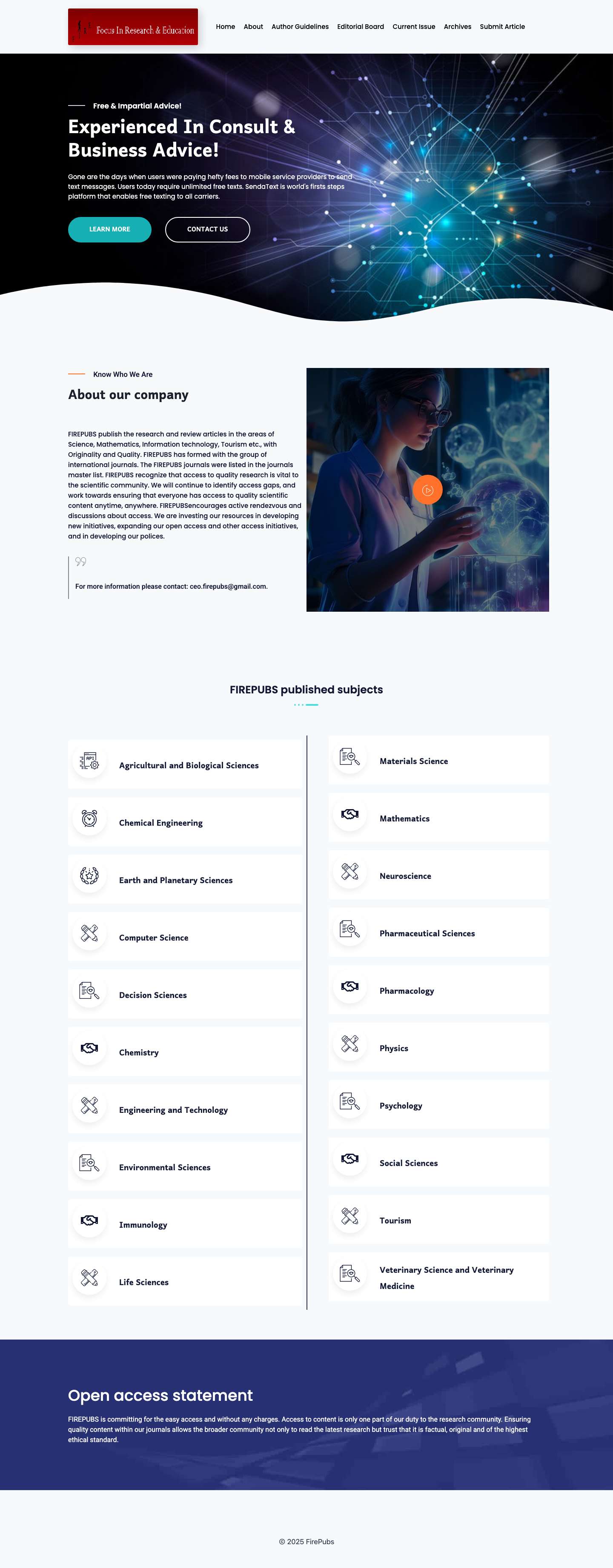 FirePubs – Focus In Research and Education - Full Screenshot