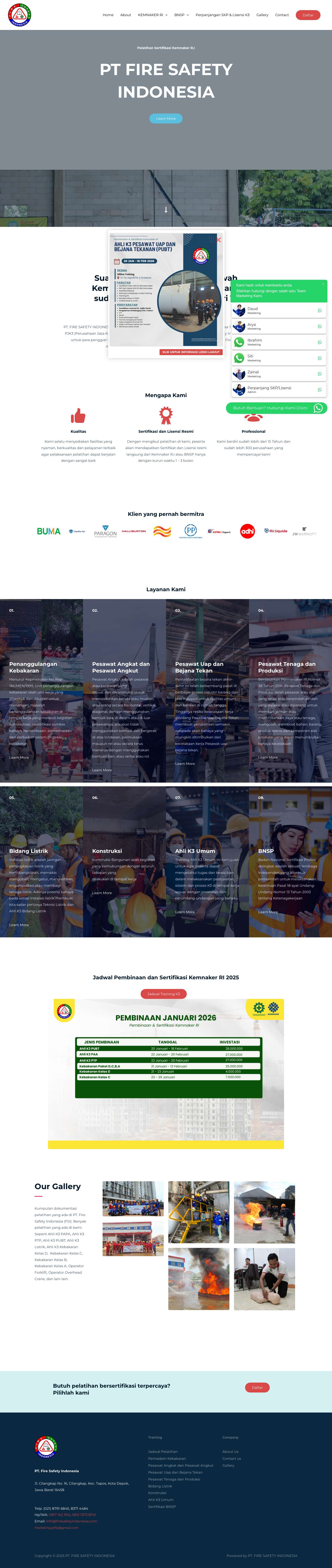 PT. FIRE SAFETY INDONESIA – Perusahaan Jasa K3 | Training & Consultant - Full Screenshot