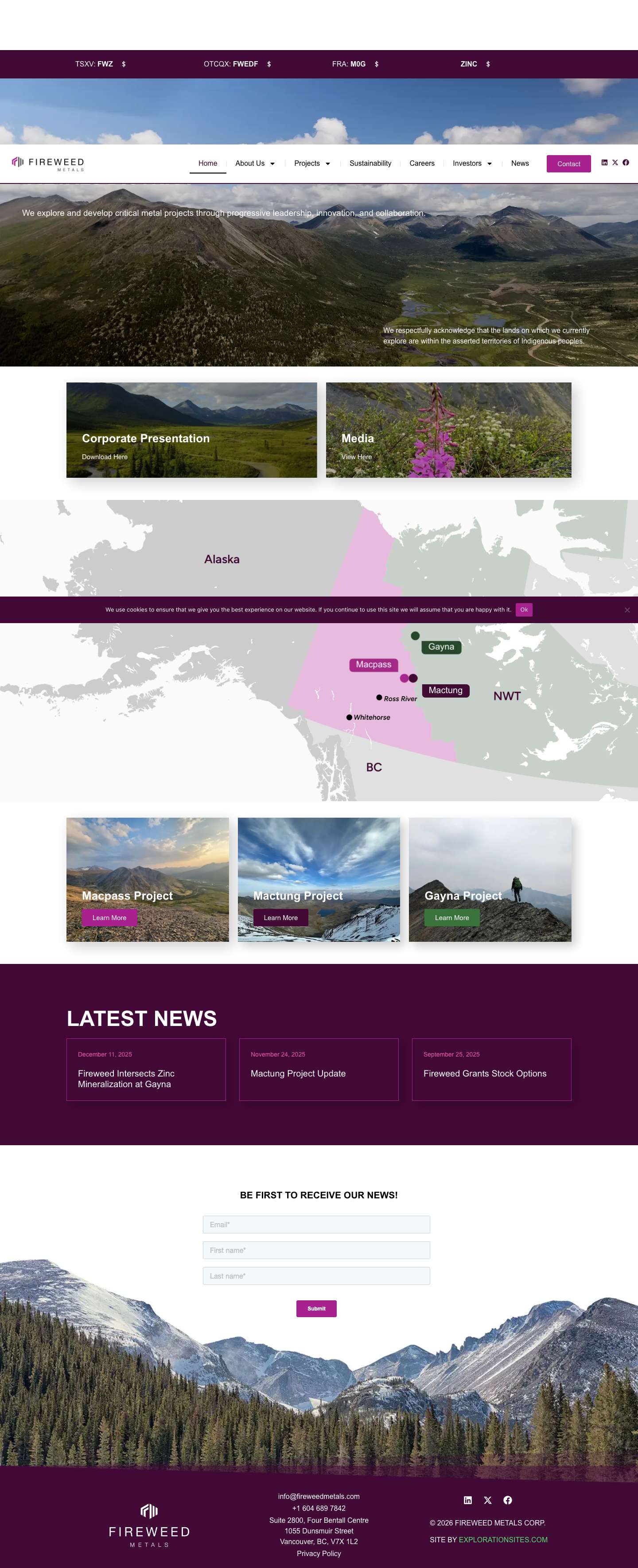 Home - Fireweed Metals - Full Screenshot