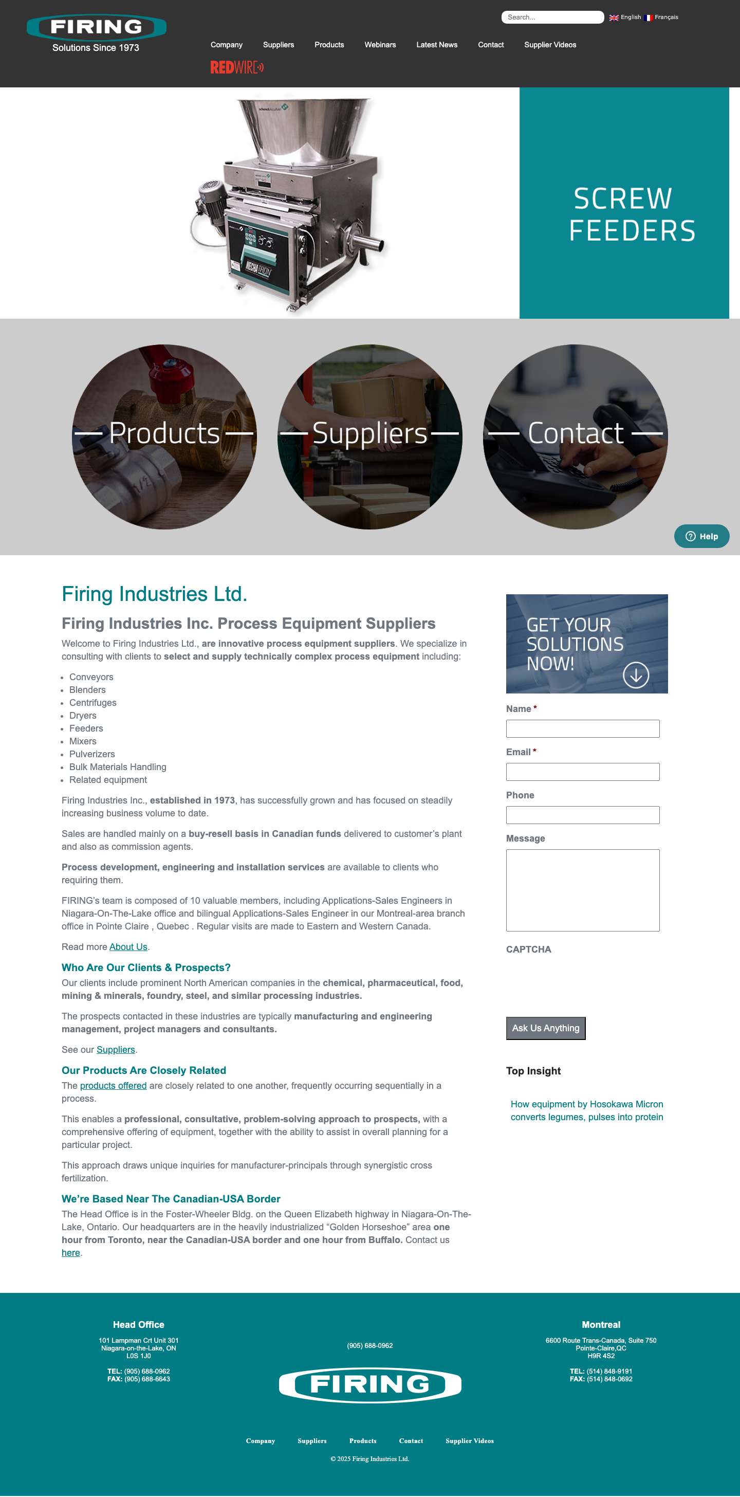 Process Equipment Suppliers & Processing Machinery - Full Screenshot