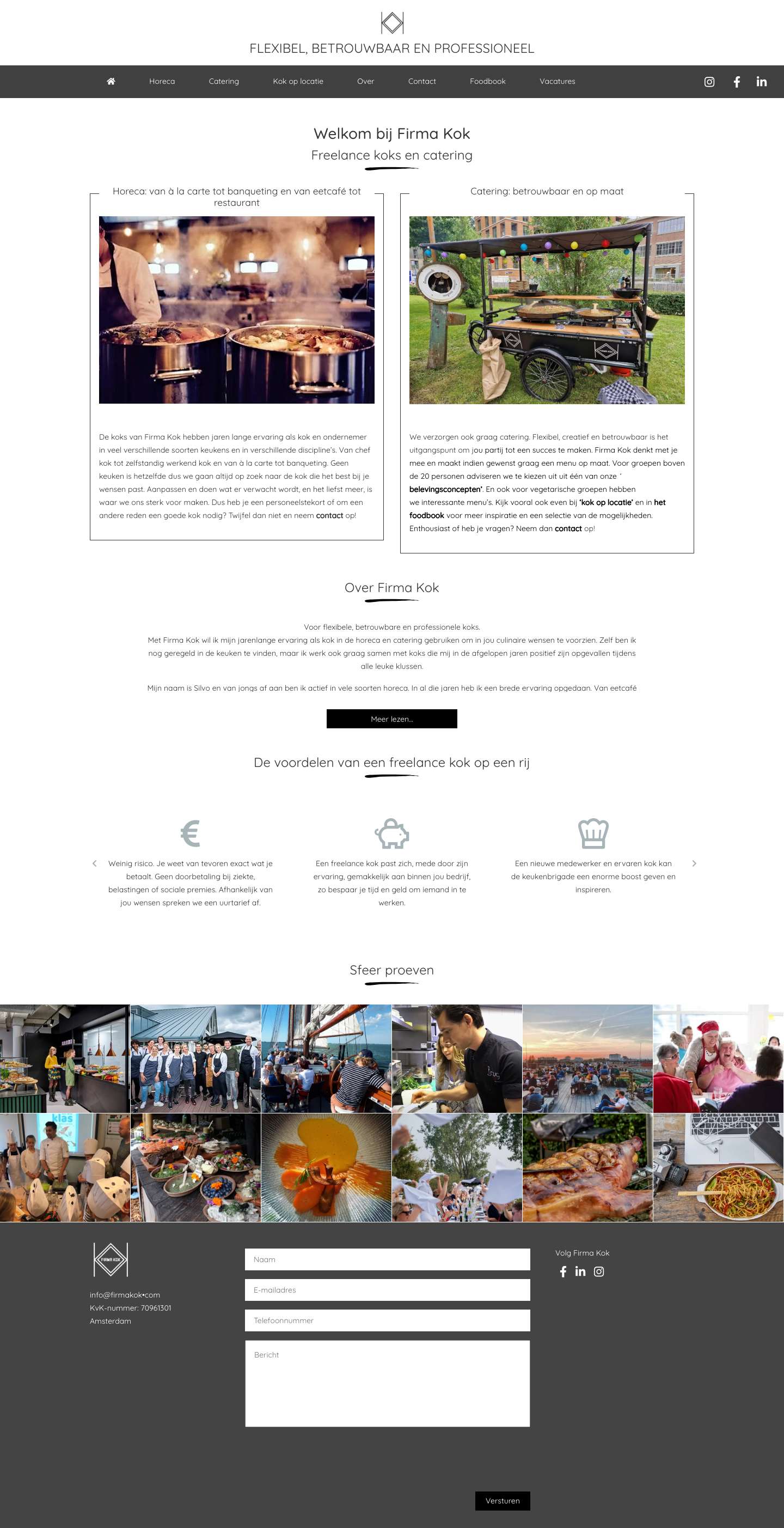 Firma Kok | Freelance ZZP koks en Catering - Full Screenshot