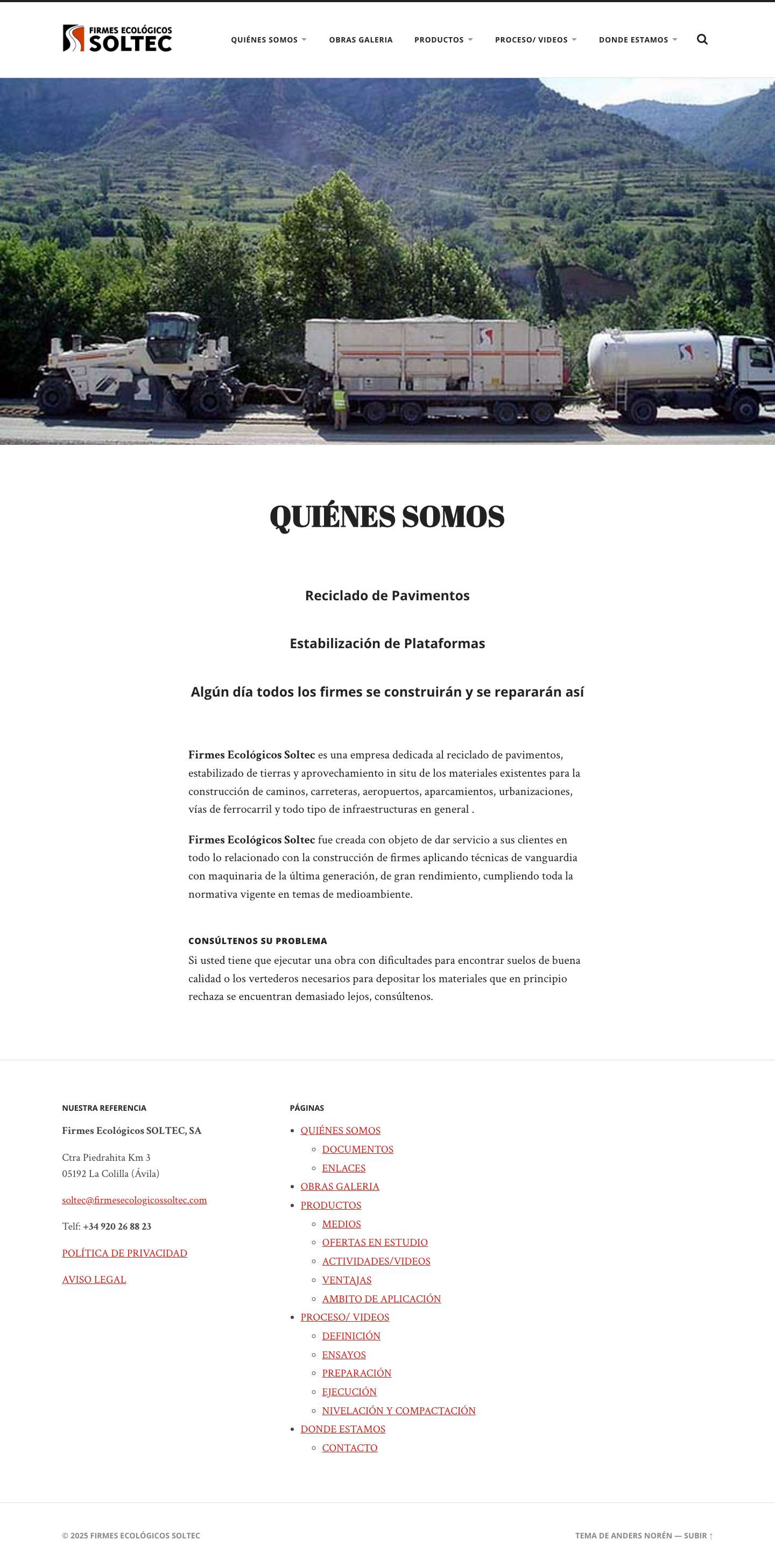 Firmes Ecológicos Soltec – Líderes en Reciclado de Pavimentos - Full Screenshot