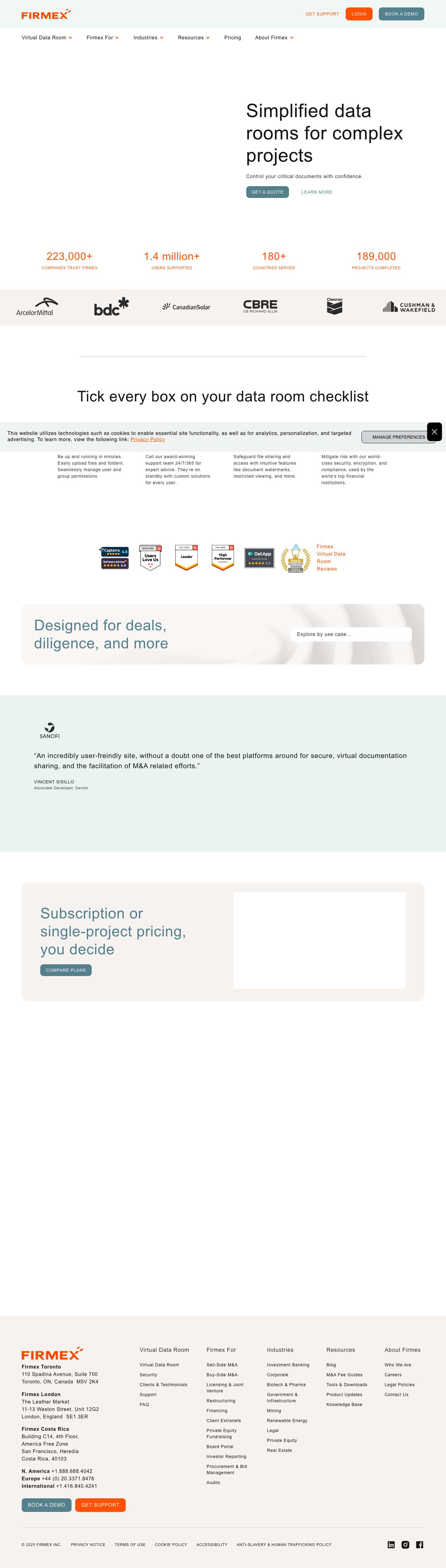 Simplified data rooms for complex projects - Full Screenshot
