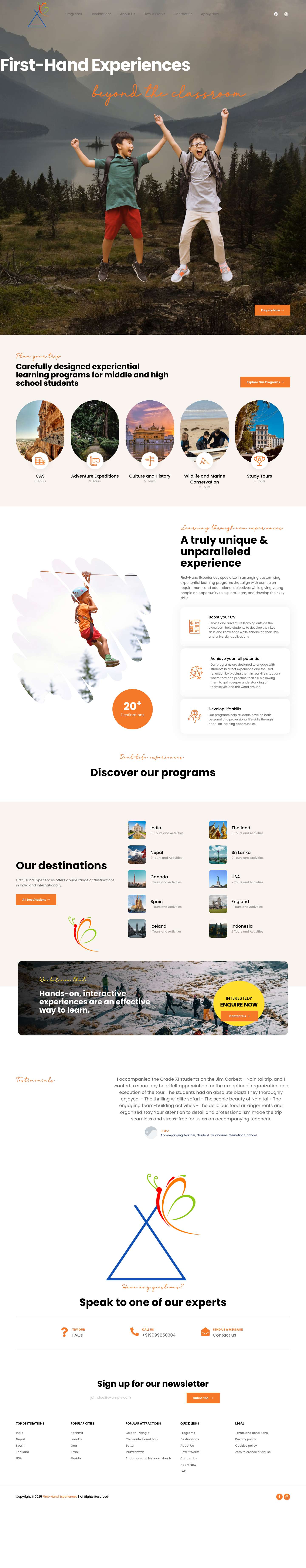 First-Hand Experiences – Unforgettable Travel Experiences - Full Screenshot